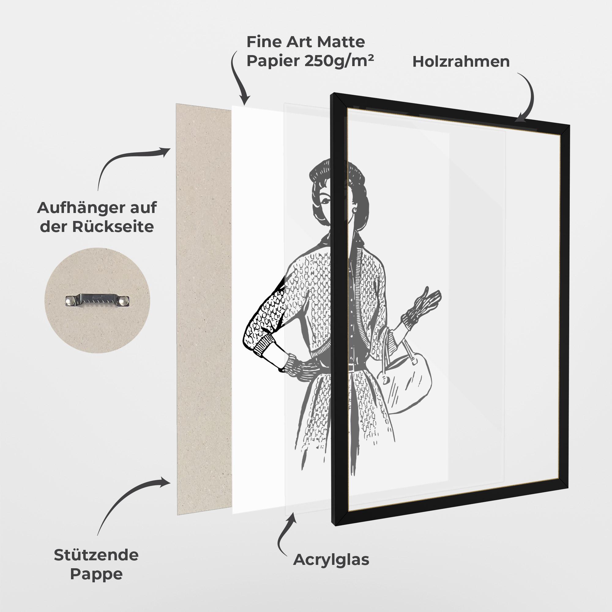 Gerahmte Poster Vintage Woman Line mockup 1