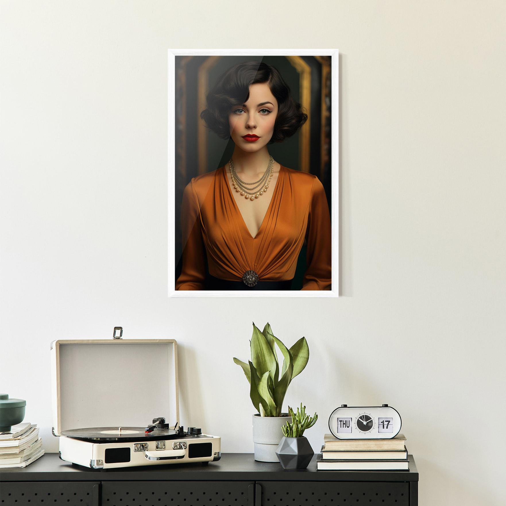 Gerahmte Poster Orange Blouse Pearls mockup 2