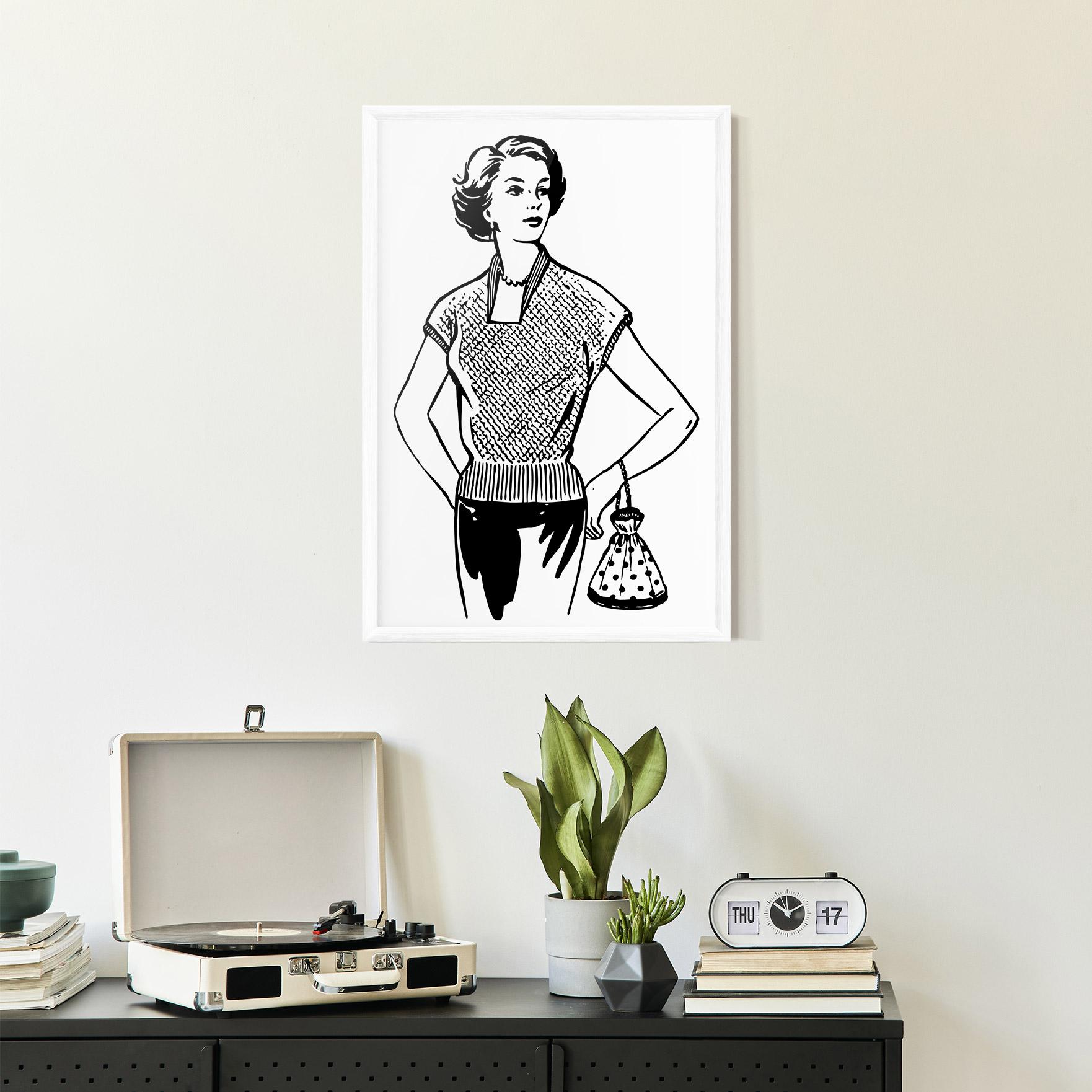 Gerahmte Poster Vintage Girl Line mockup 2