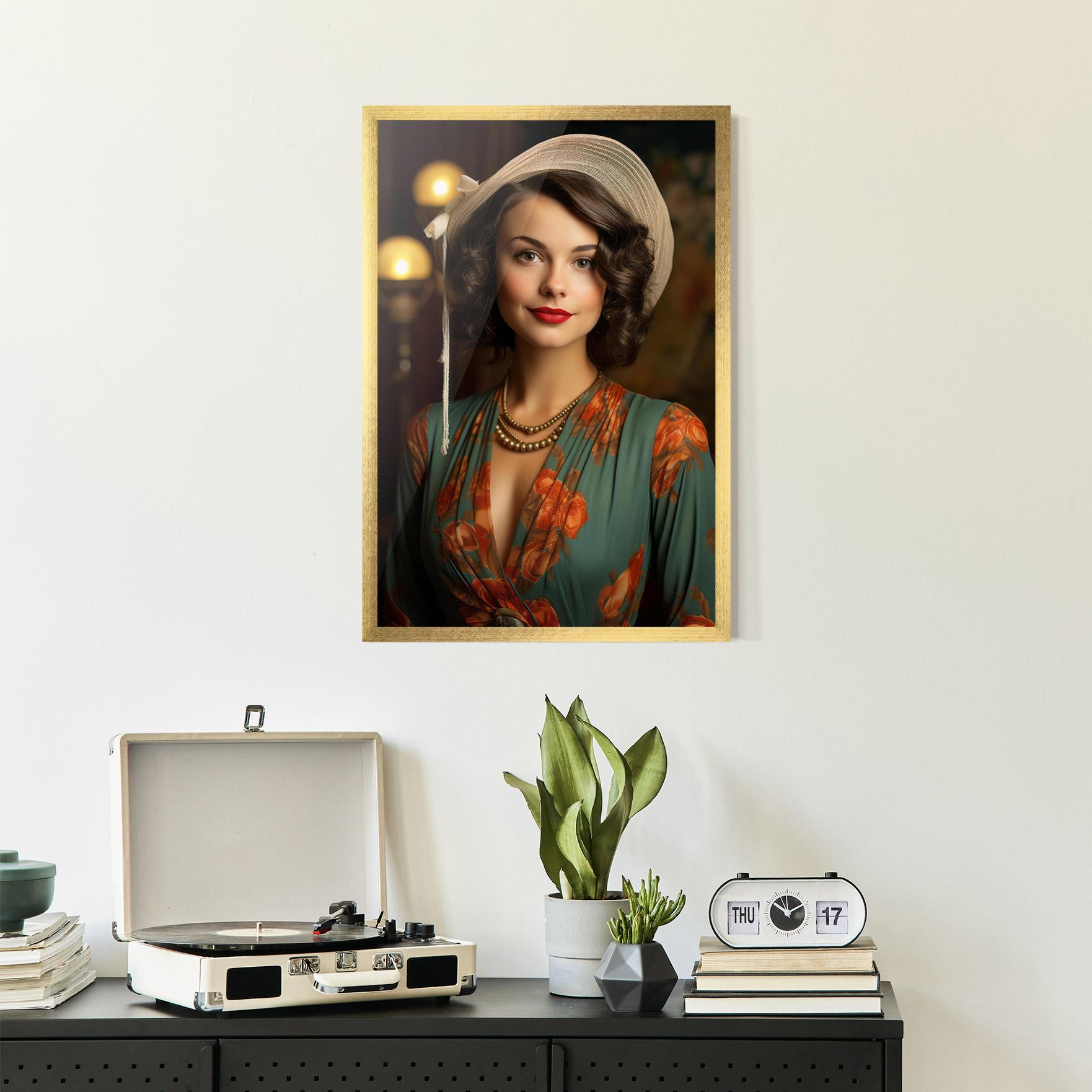 Gerahmte Poster Green Orange Blouse mockup 2