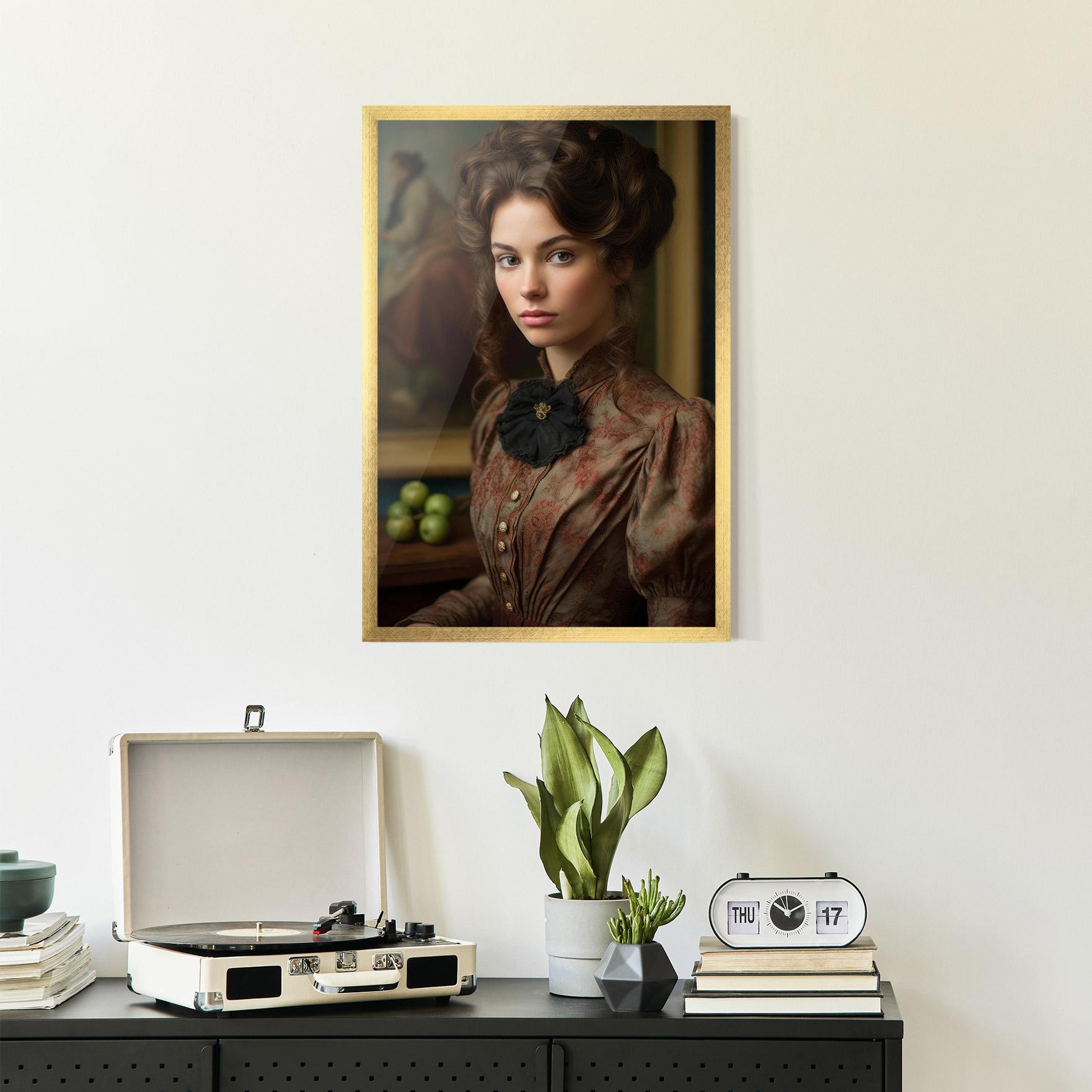 Gerahmte Poster Green Vintage Apple mockup 2