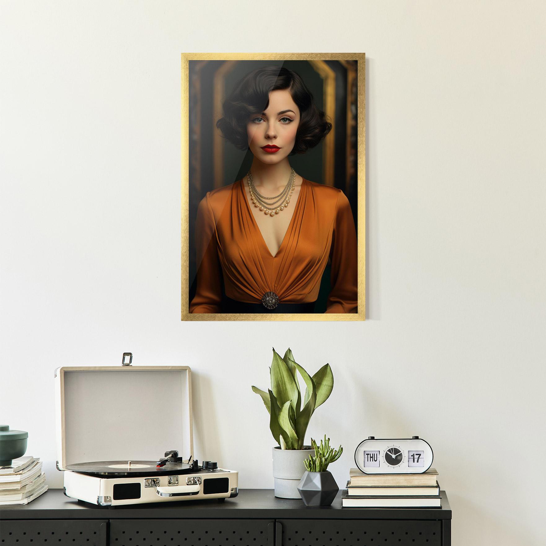 Gerahmte Poster Orange Blouse Pearls mockup 2