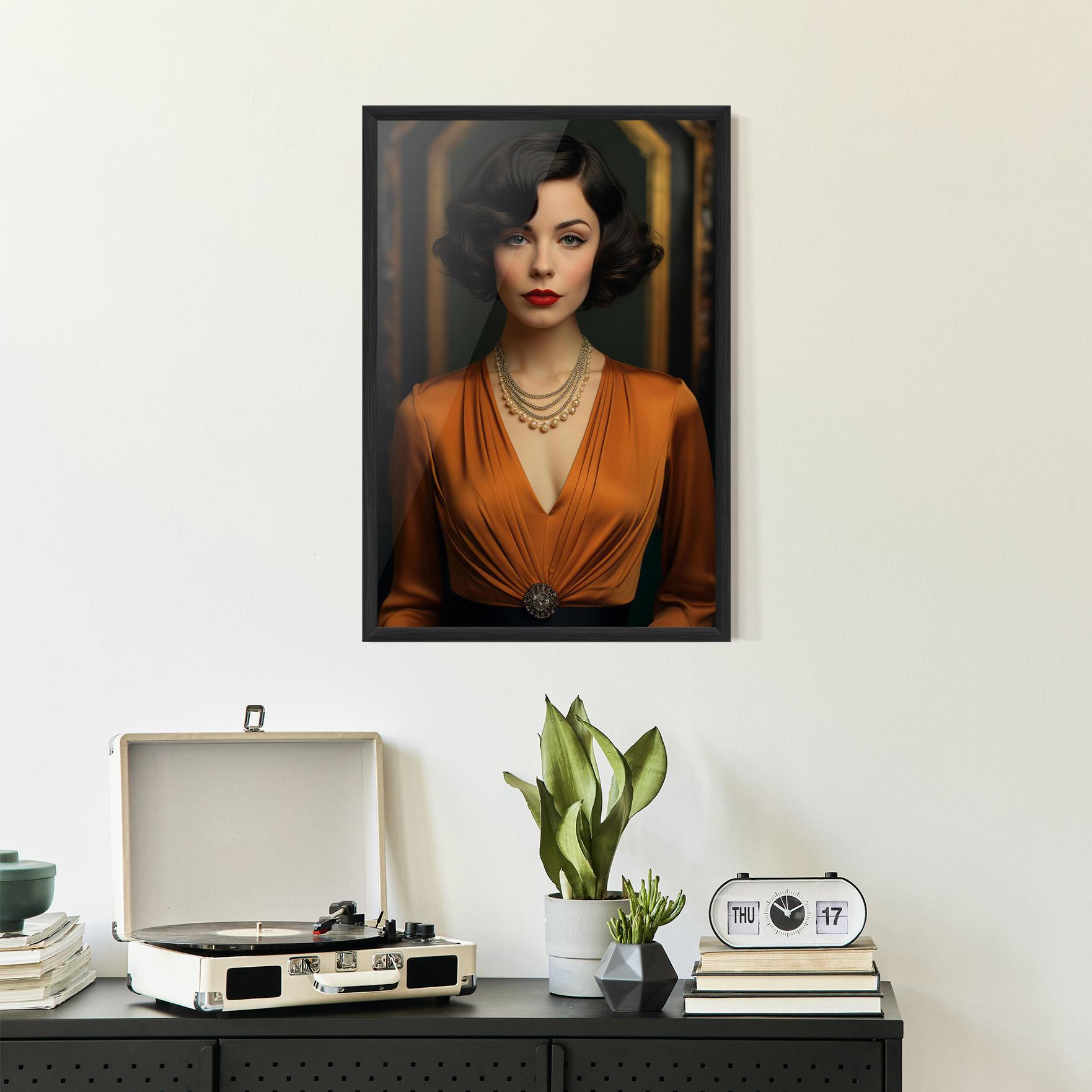 Gerahmte Poster Orange Blouse Pearls mockup 2