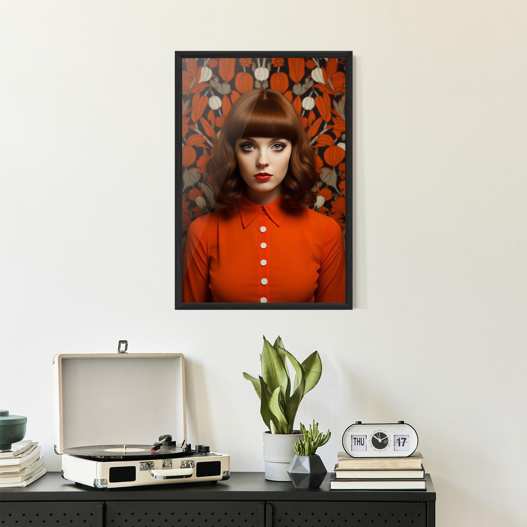 Gerahmte Poster Orange Blouse Woman mockup 2