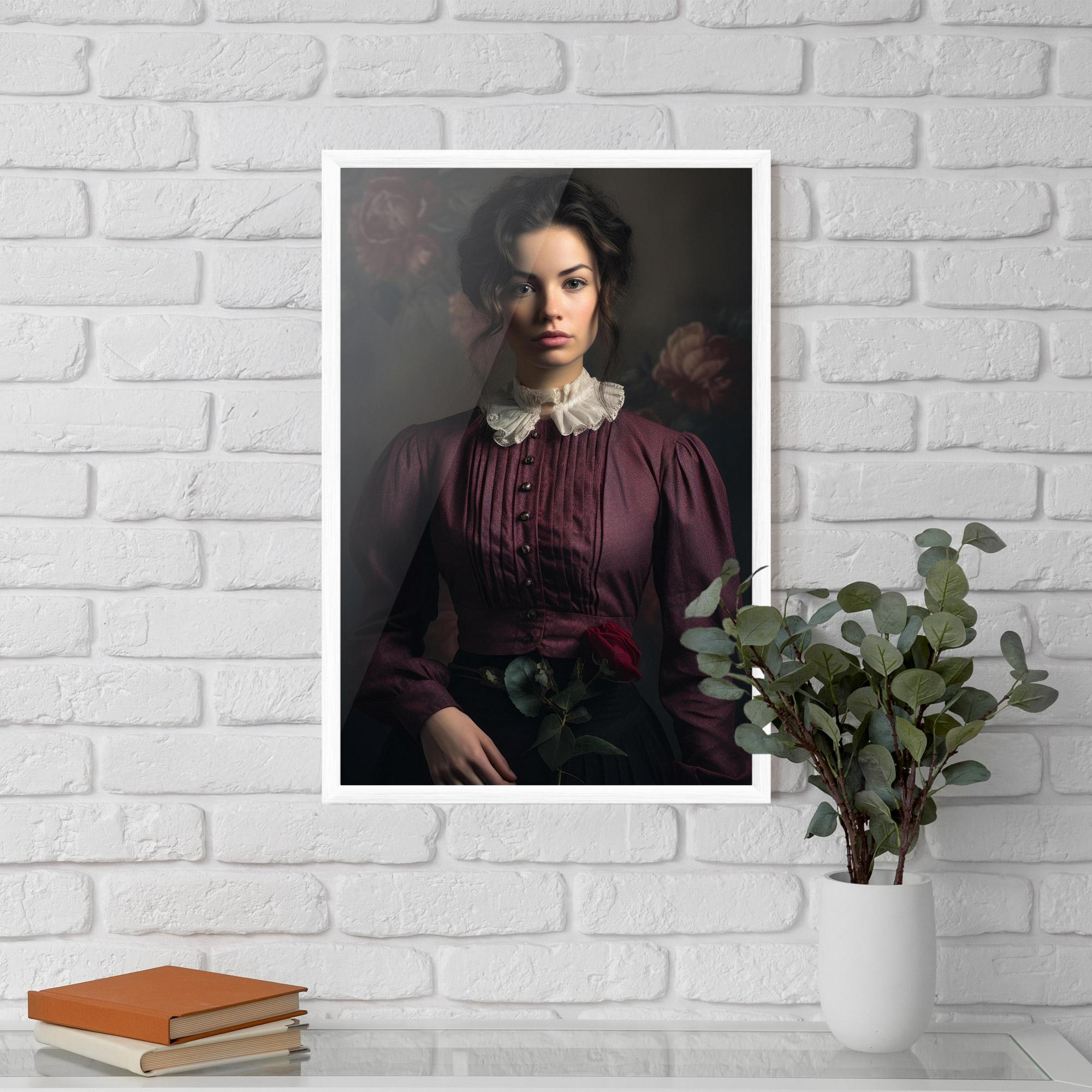 Gerahmte Poster Holding Vintage Rose mockup 5