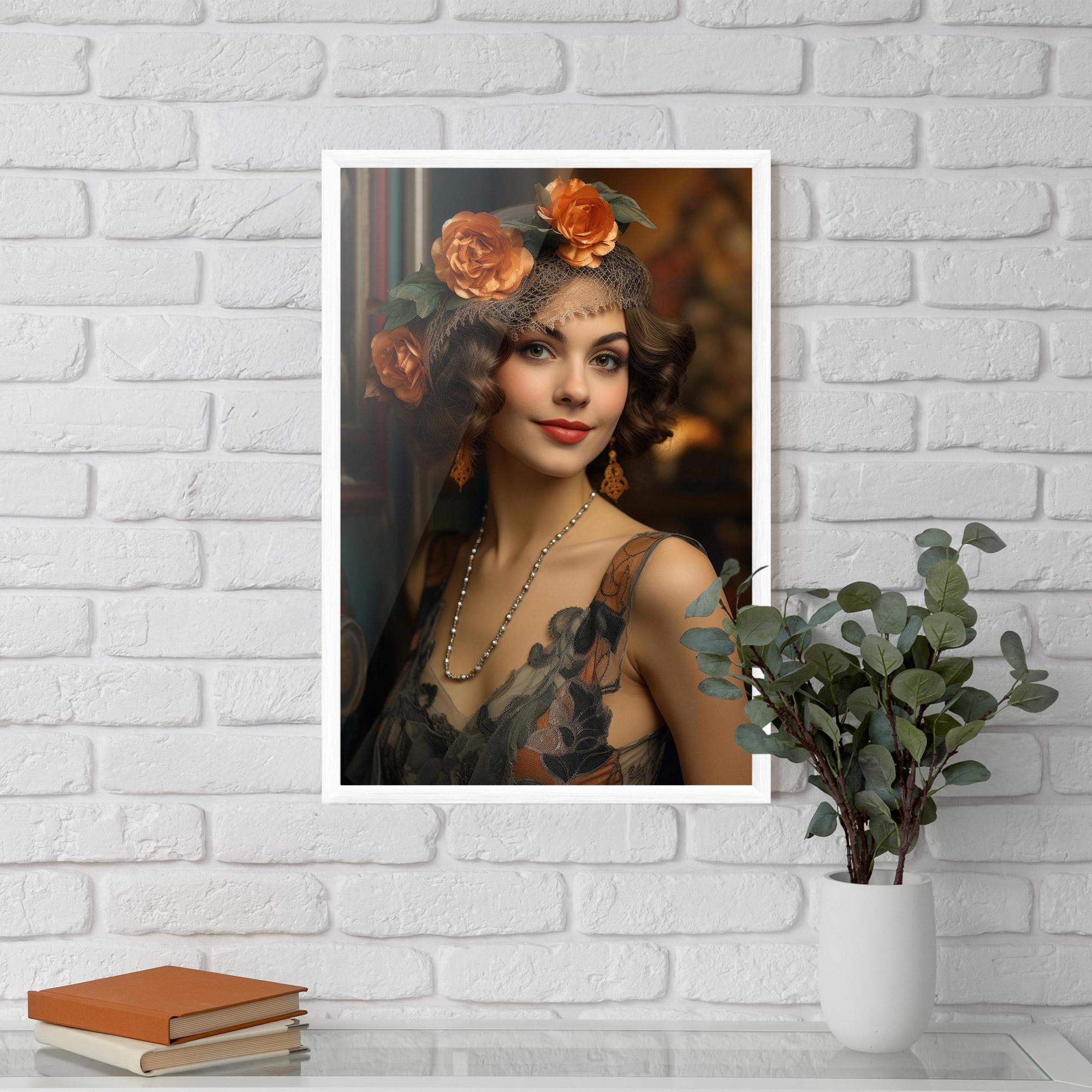 Gerahmte Poster Orange Vintage Roses mockup 5