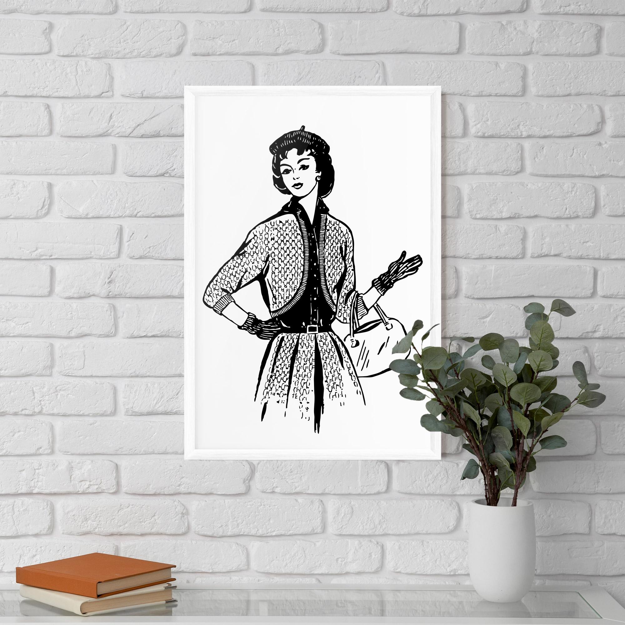 Gerahmte Poster Vintage Woman Line mockup 5