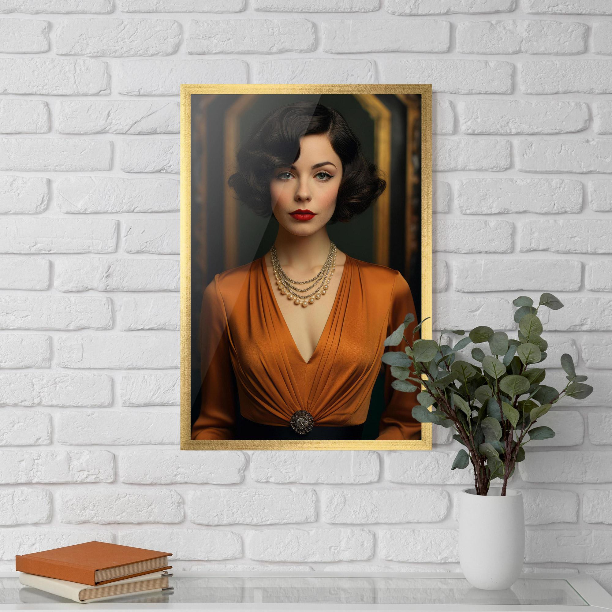 Gerahmte Poster Orange Blouse Pearls mockup 5