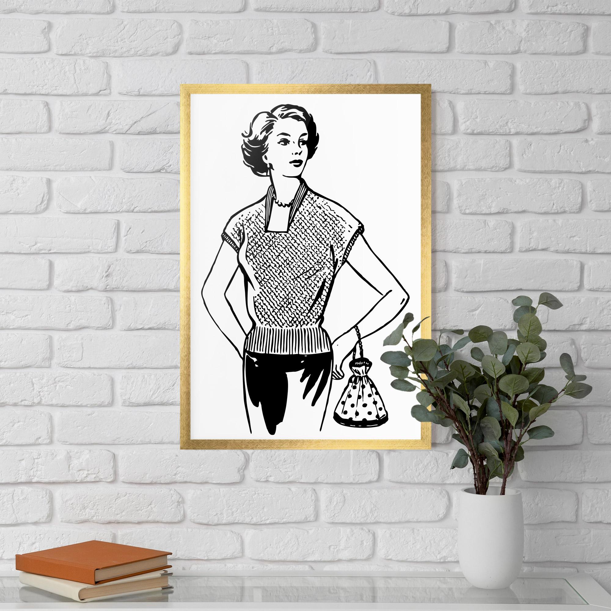 Gerahmte Poster Vintage Girl Line mockup 5