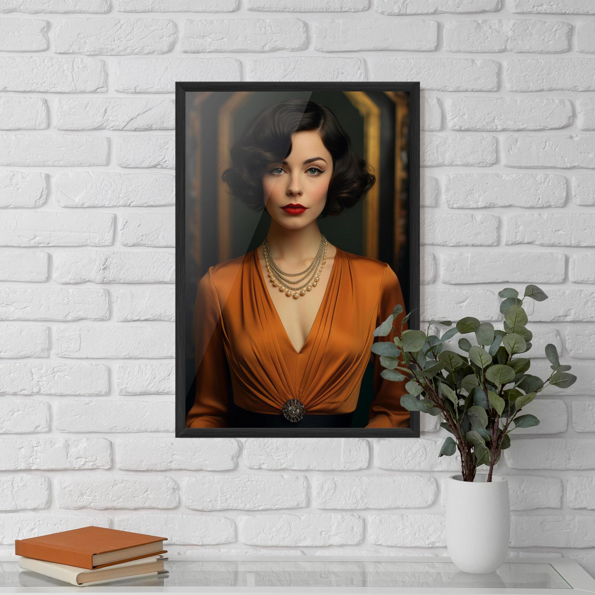 Gerahmte Poster Orange Blouse Pearls mockup 5