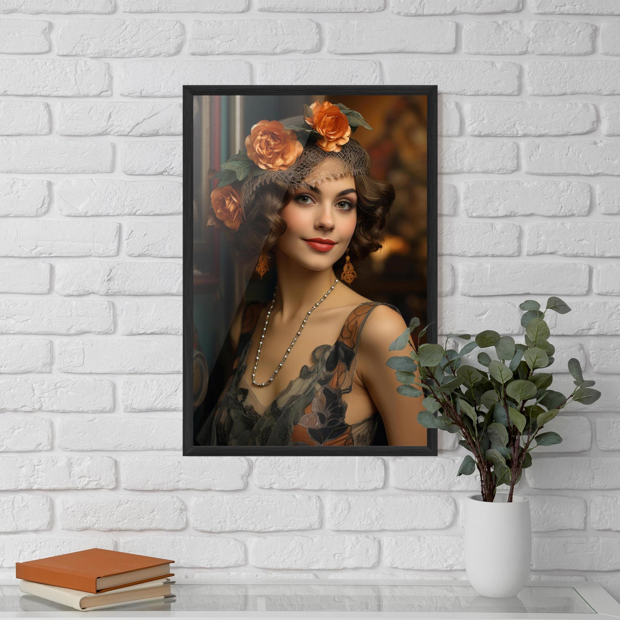 Gerahmte Poster Orange Vintage Roses mockup 5