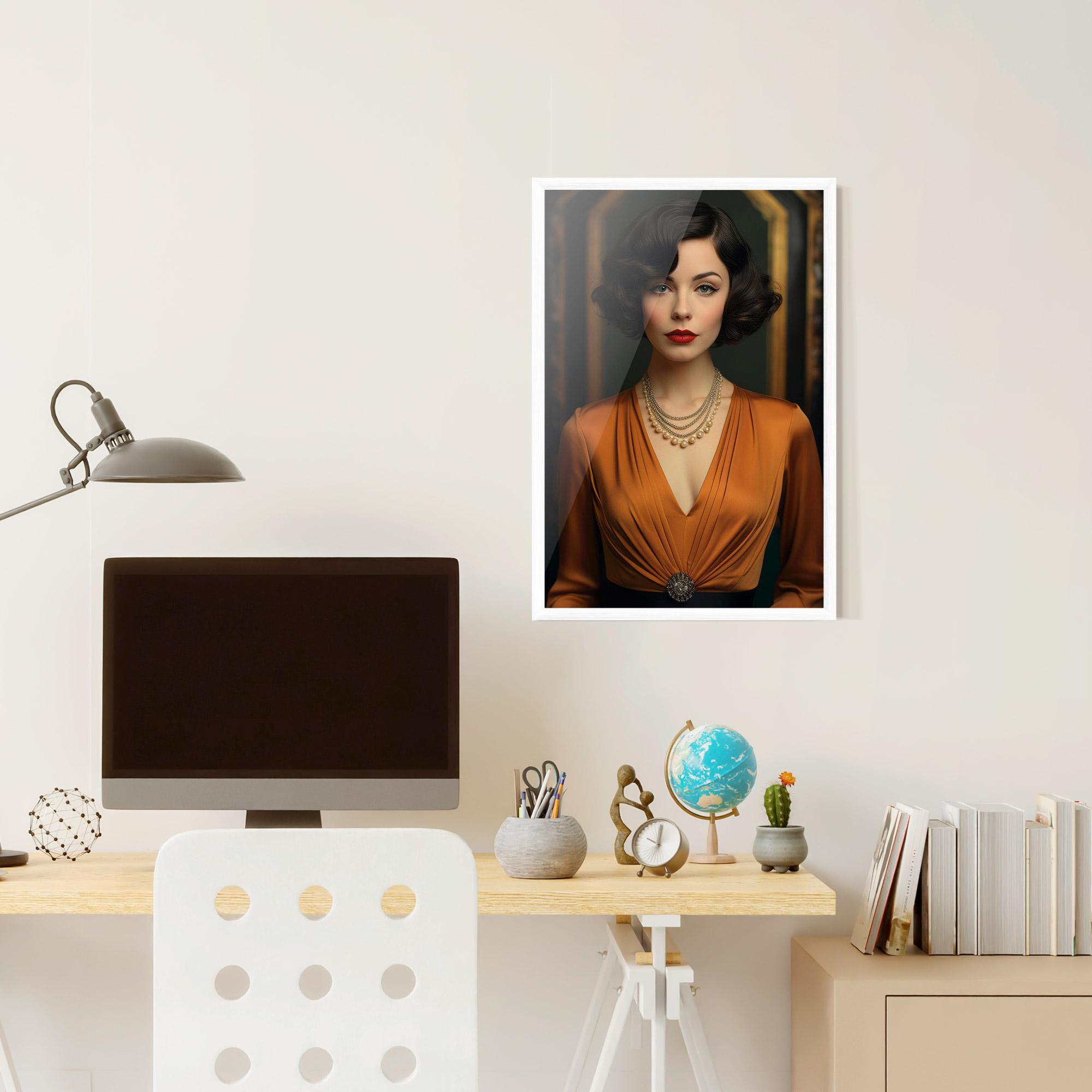 Gerahmte Poster Orange Blouse Pearls mockup 6