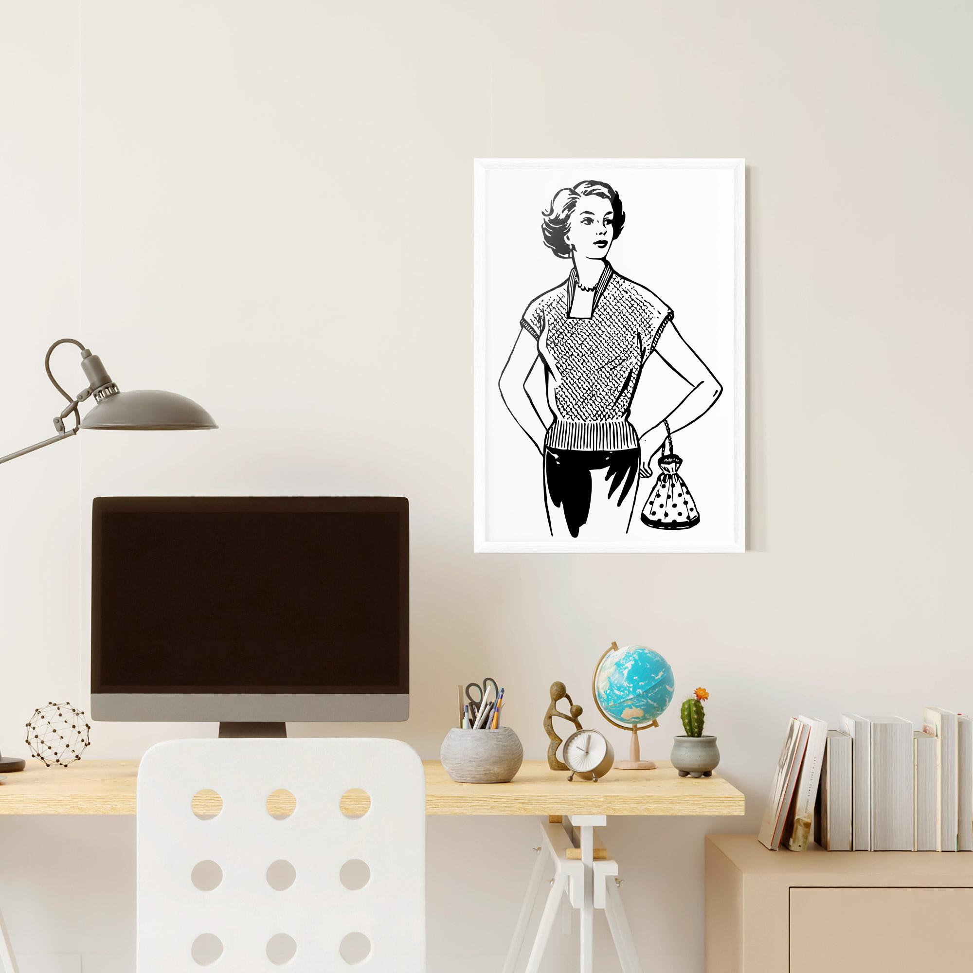 Gerahmte Poster Vintage Girl Line mockup 6