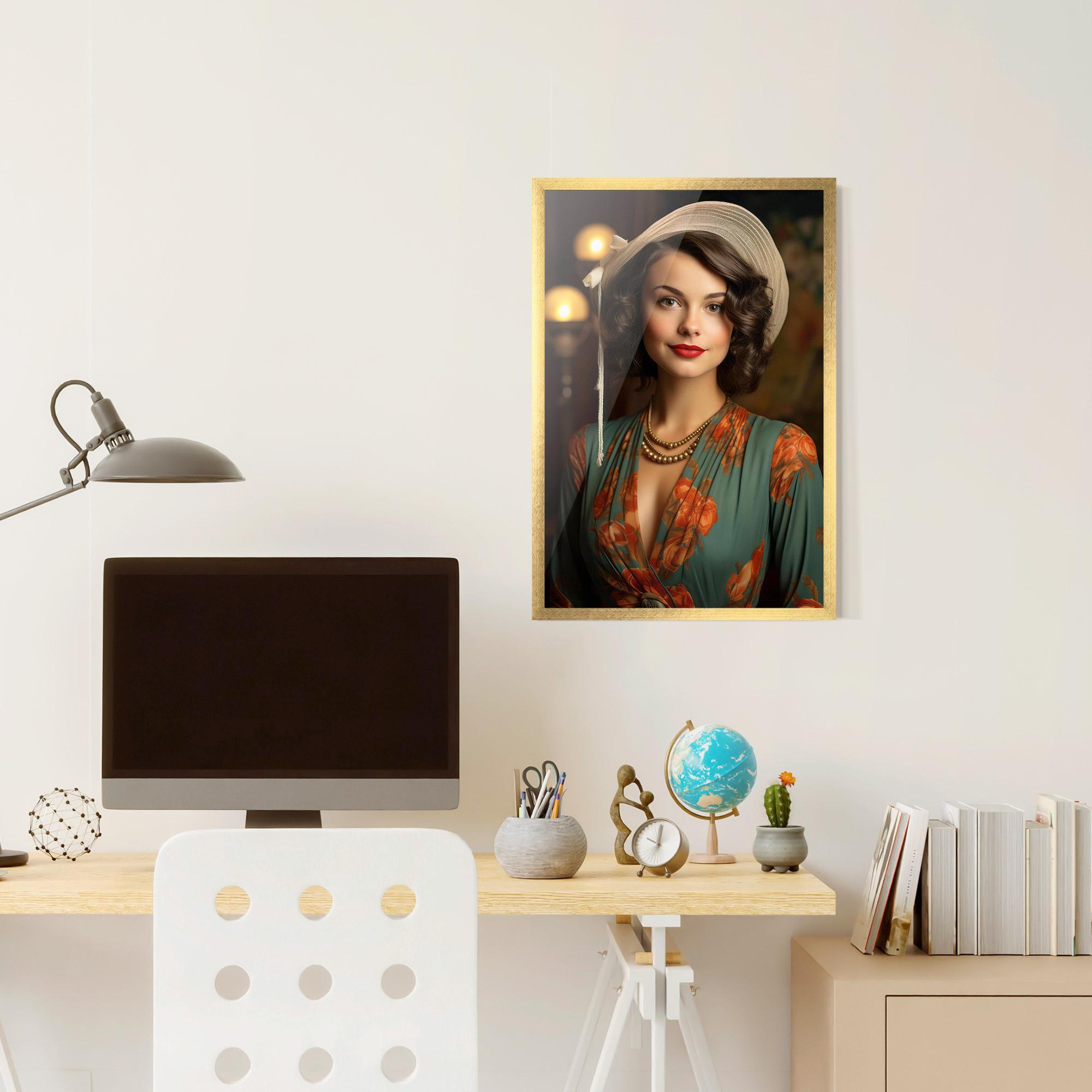 Gerahmte Poster Green Orange Blouse mockup 6