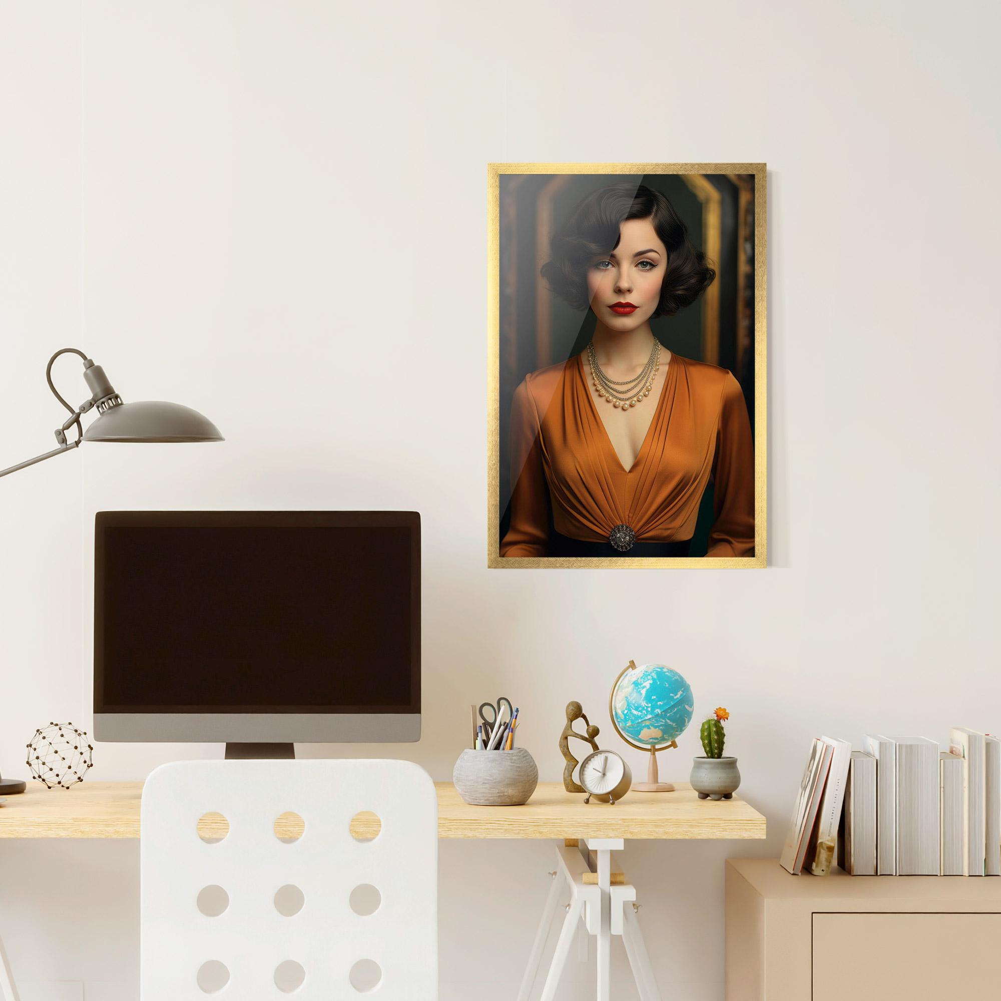 Gerahmte Poster Orange Blouse Pearls mockup 6