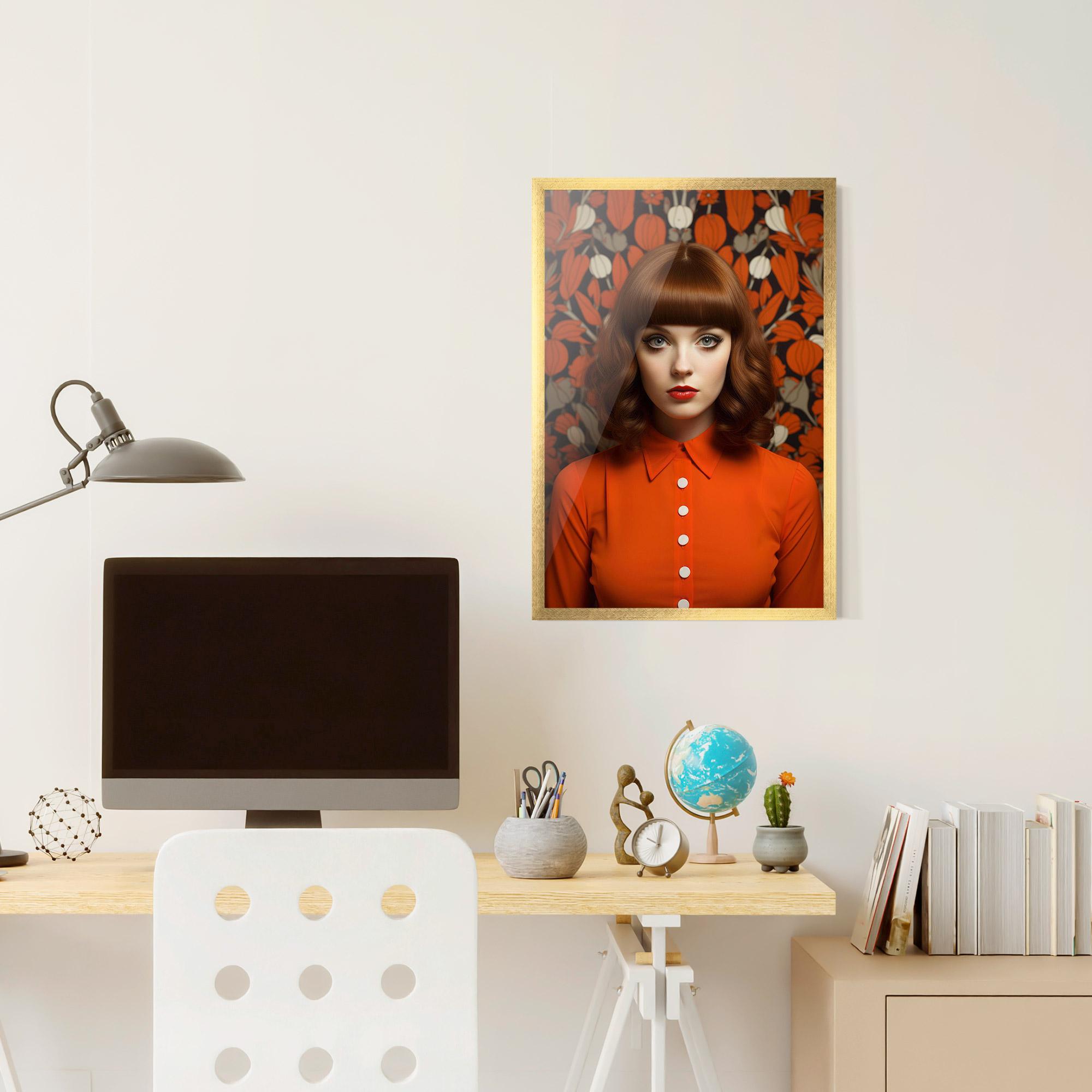 Gerahmte Poster Orange Blouse Woman mockup 6
