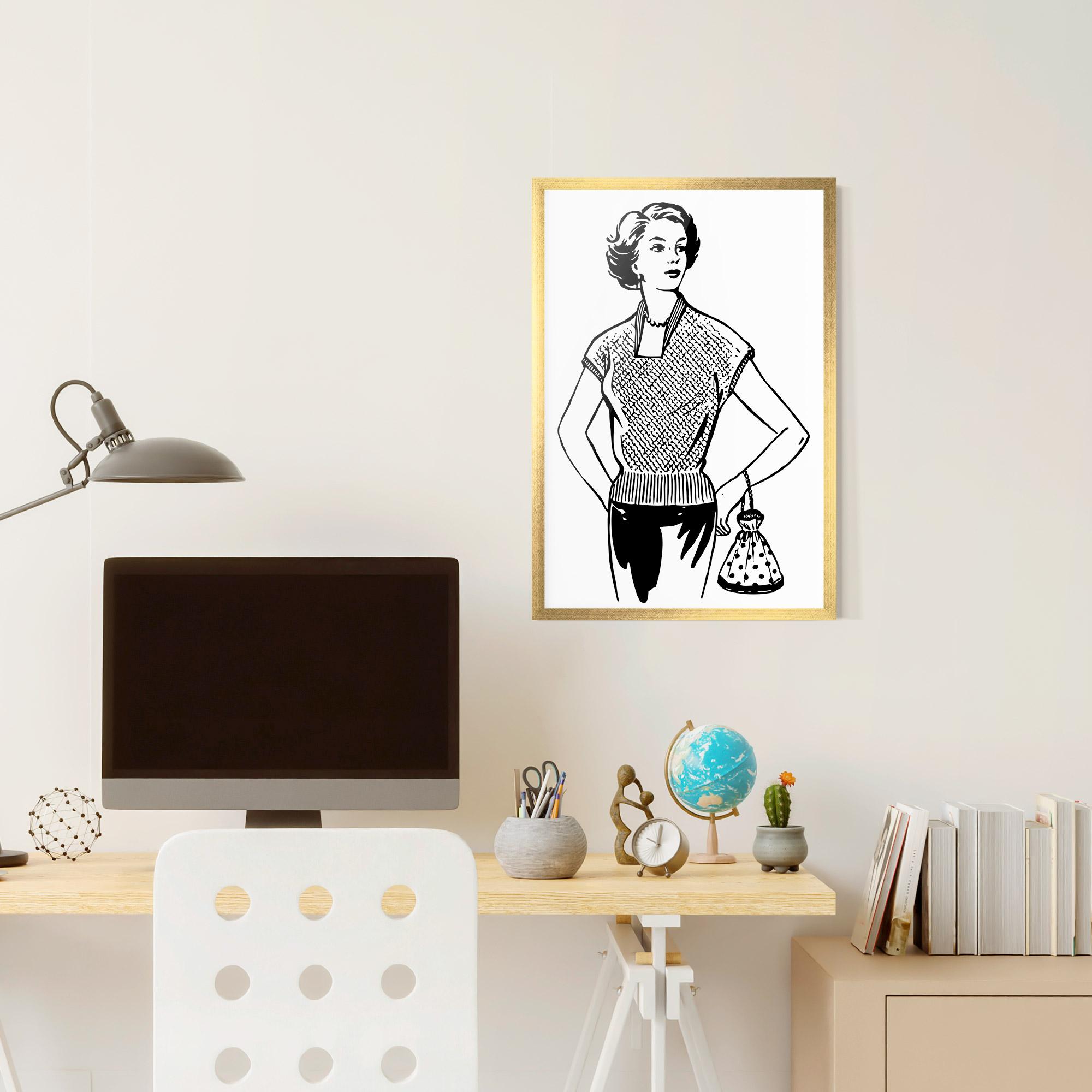 Gerahmte Poster Vintage Girl Line mockup 6