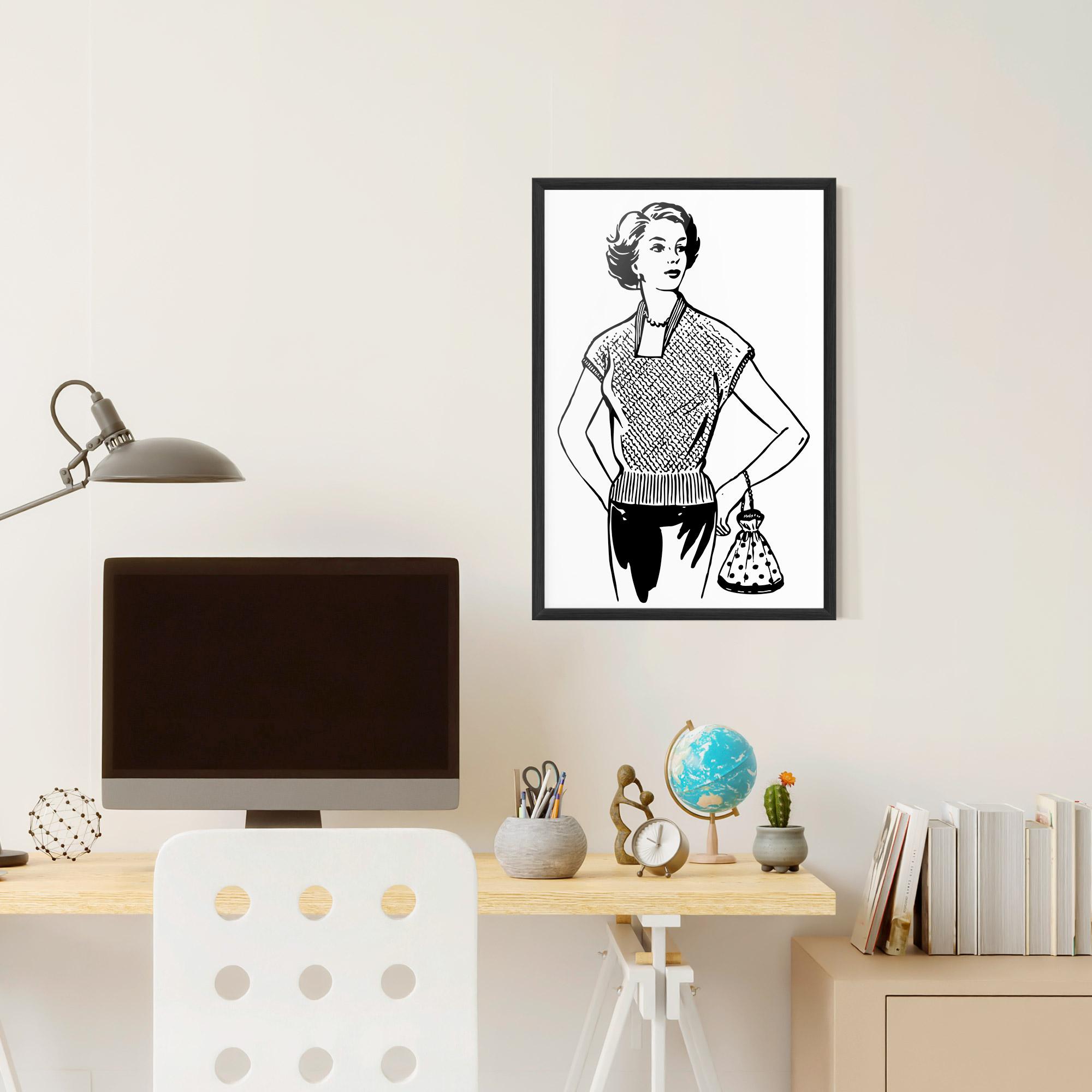 Gerahmte Poster Vintage Girl Line mockup 6