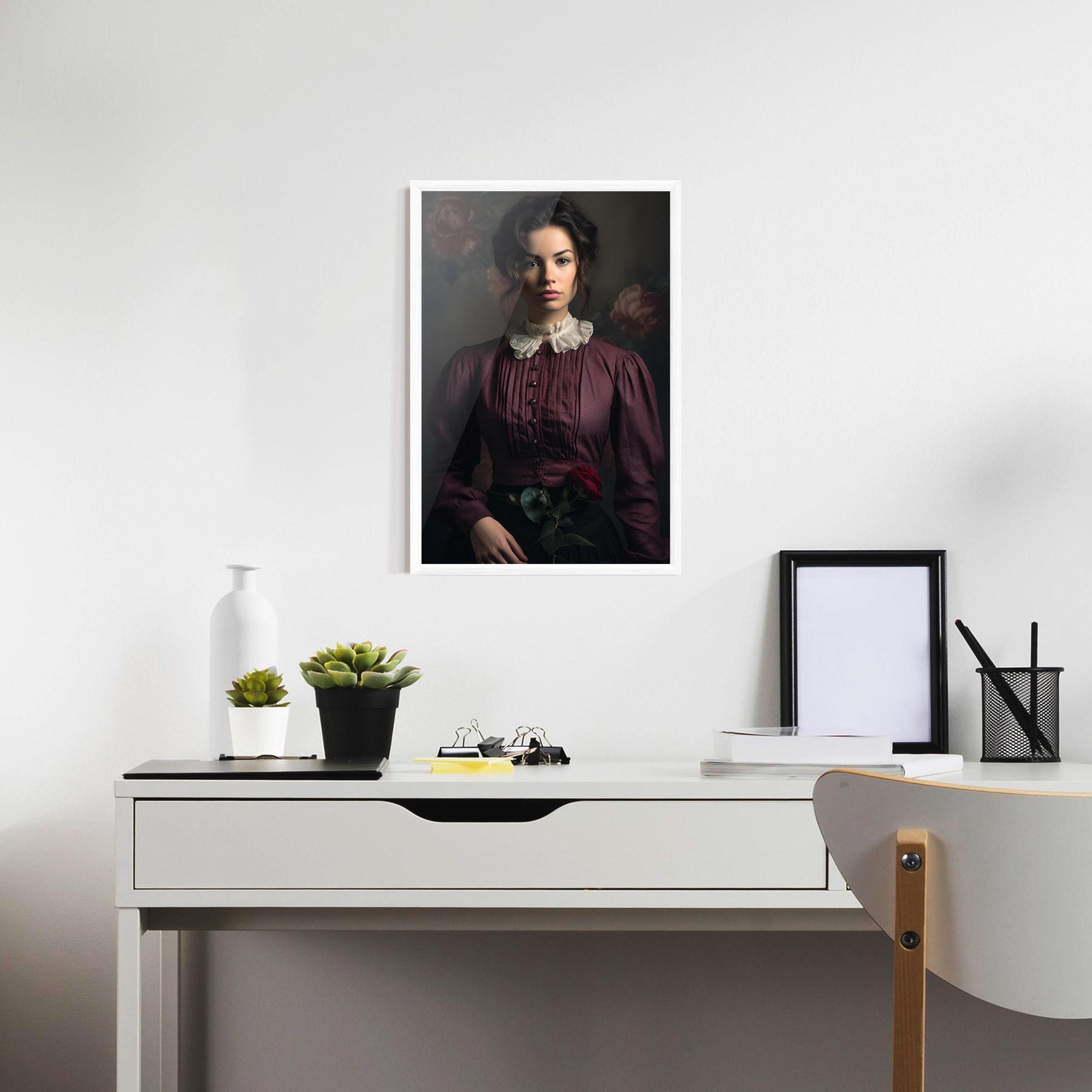 Gerahmte Poster Holding Vintage Rose mockup 7