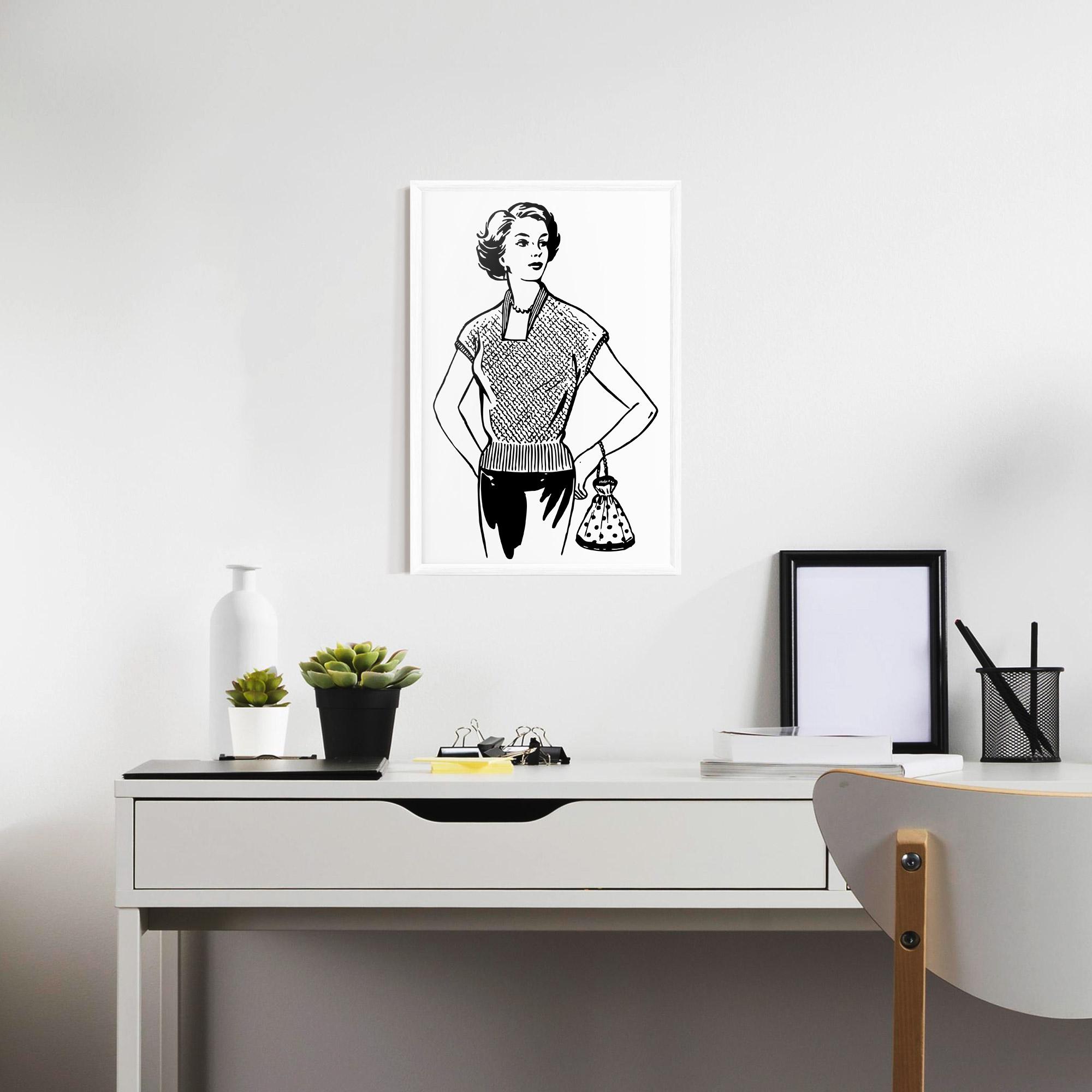Gerahmte Poster Vintage Girl Line mockup 7