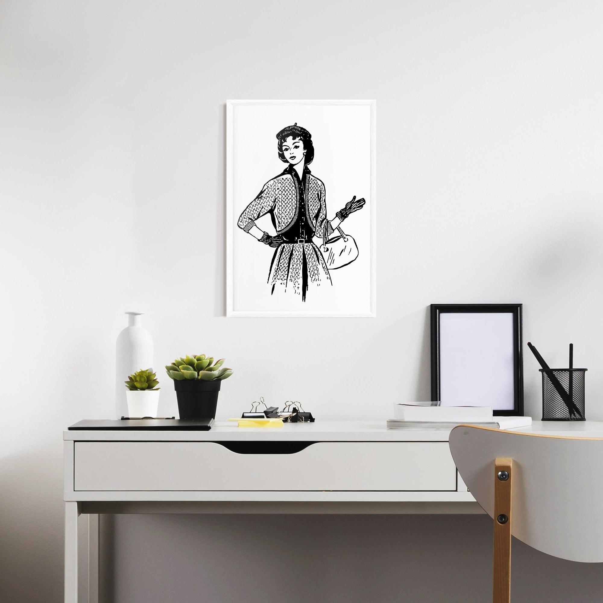 Gerahmte Poster Vintage Woman Line mockup 7