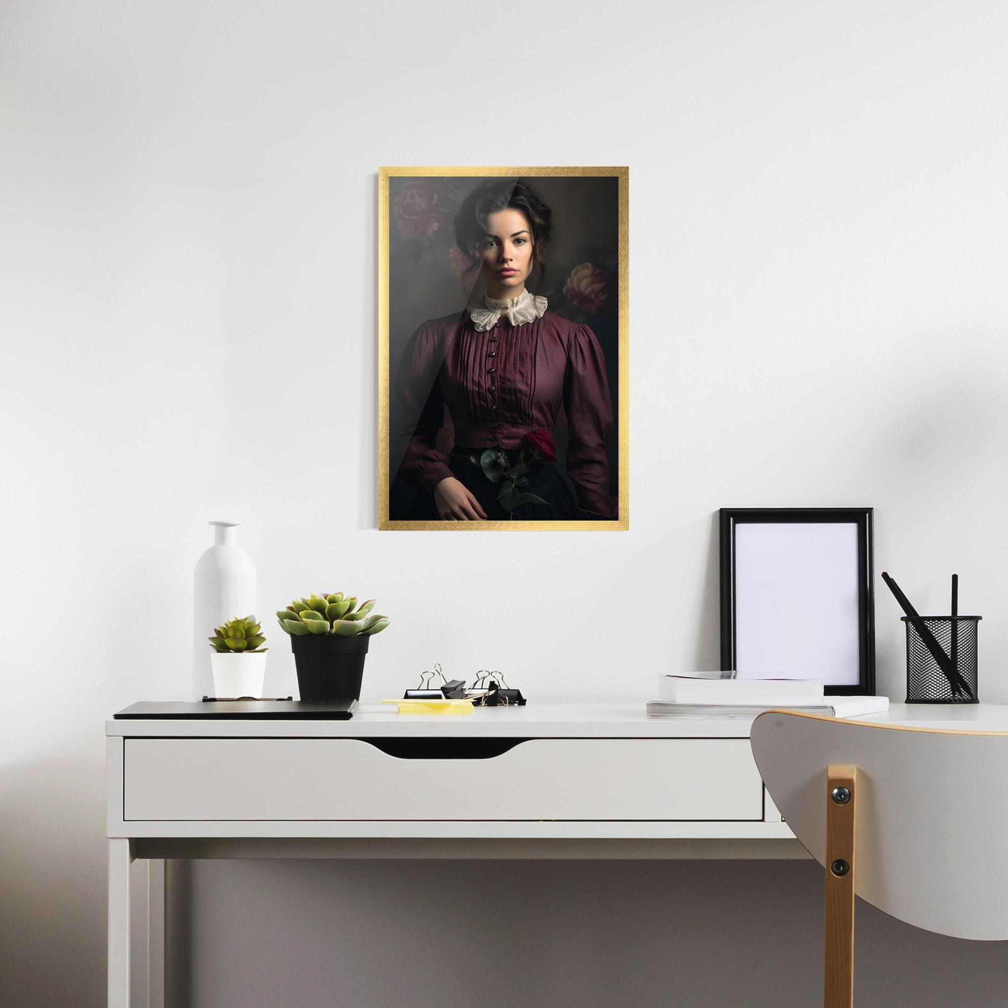 Gerahmte Poster Holding Vintage Rose mockup 7
