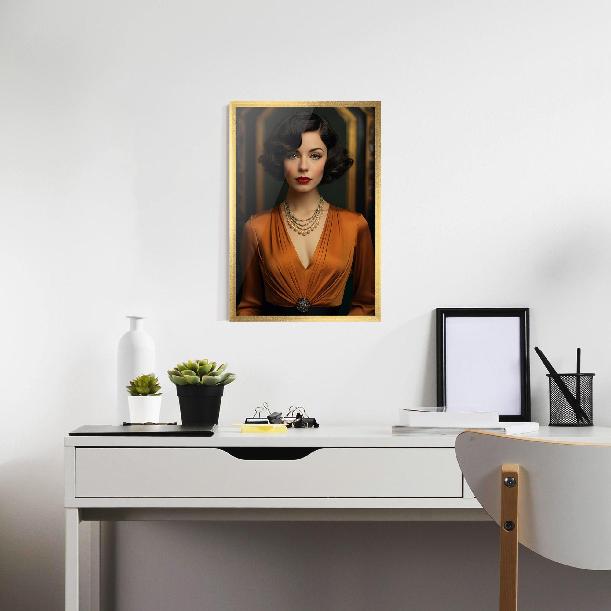 Gerahmte Poster Orange Blouse Pearls mockup 7