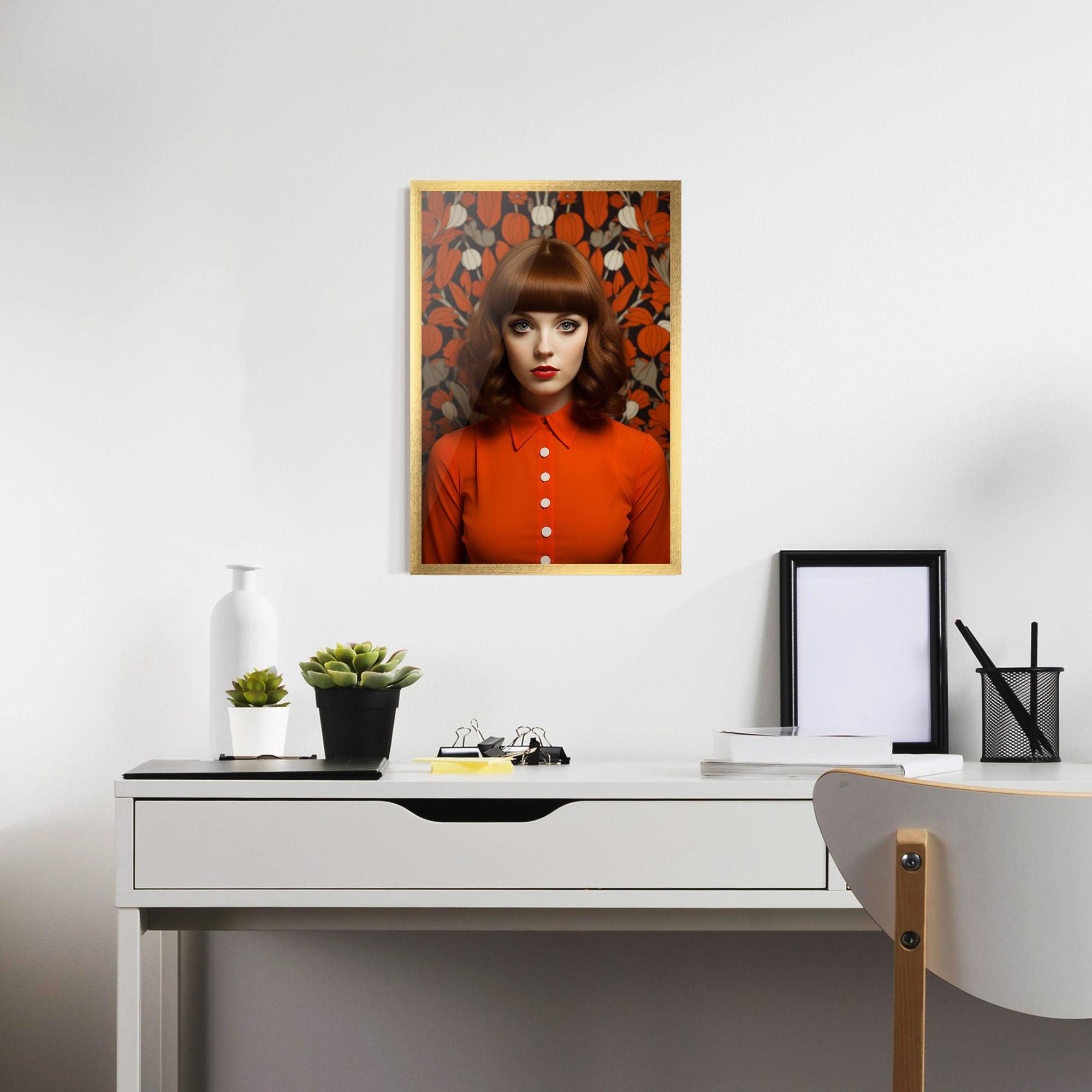 Gerahmte Poster Orange Blouse Woman mockup 7