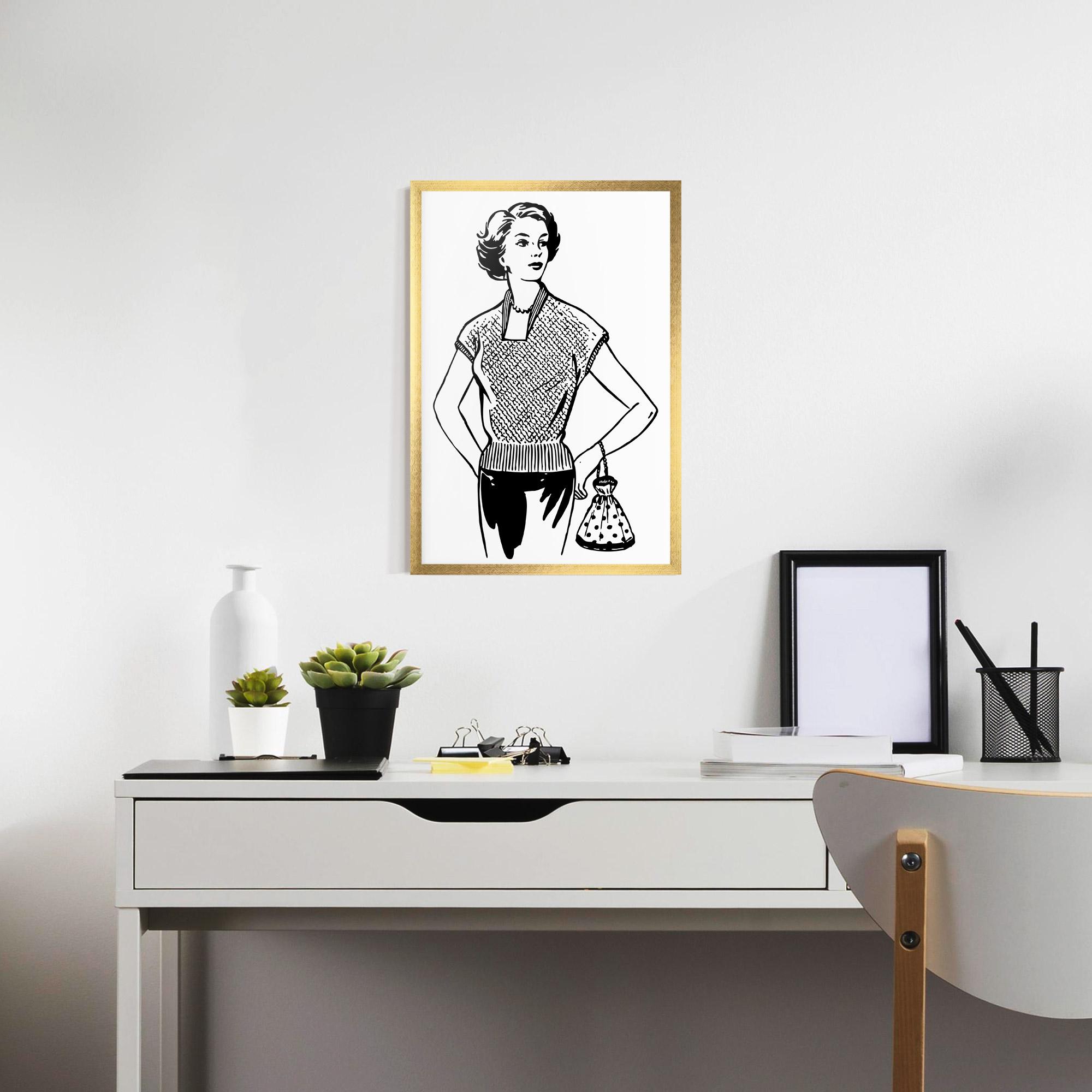 Gerahmte Poster Vintage Girl Line mockup 7