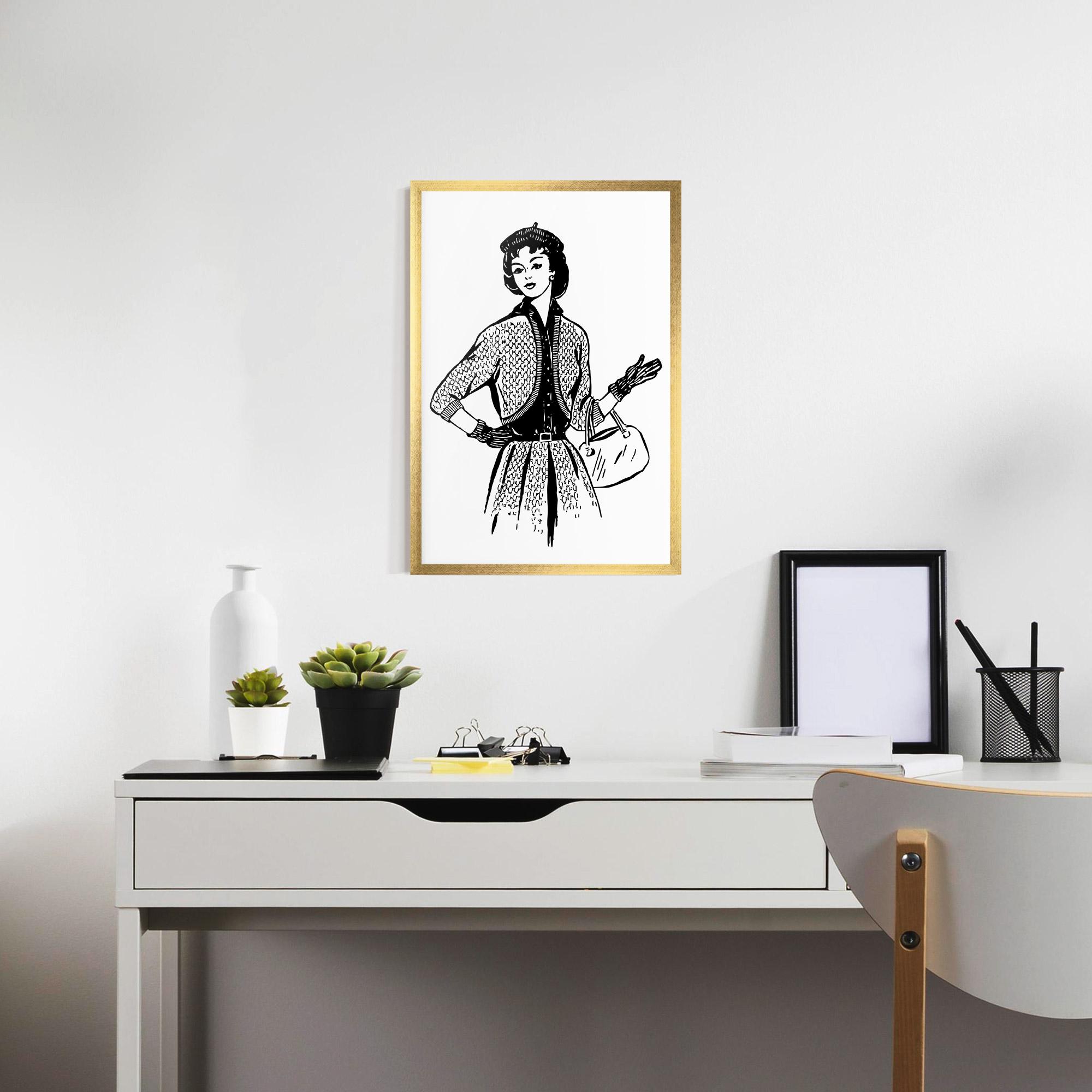 Gerahmte Poster Vintage Woman Line mockup 7