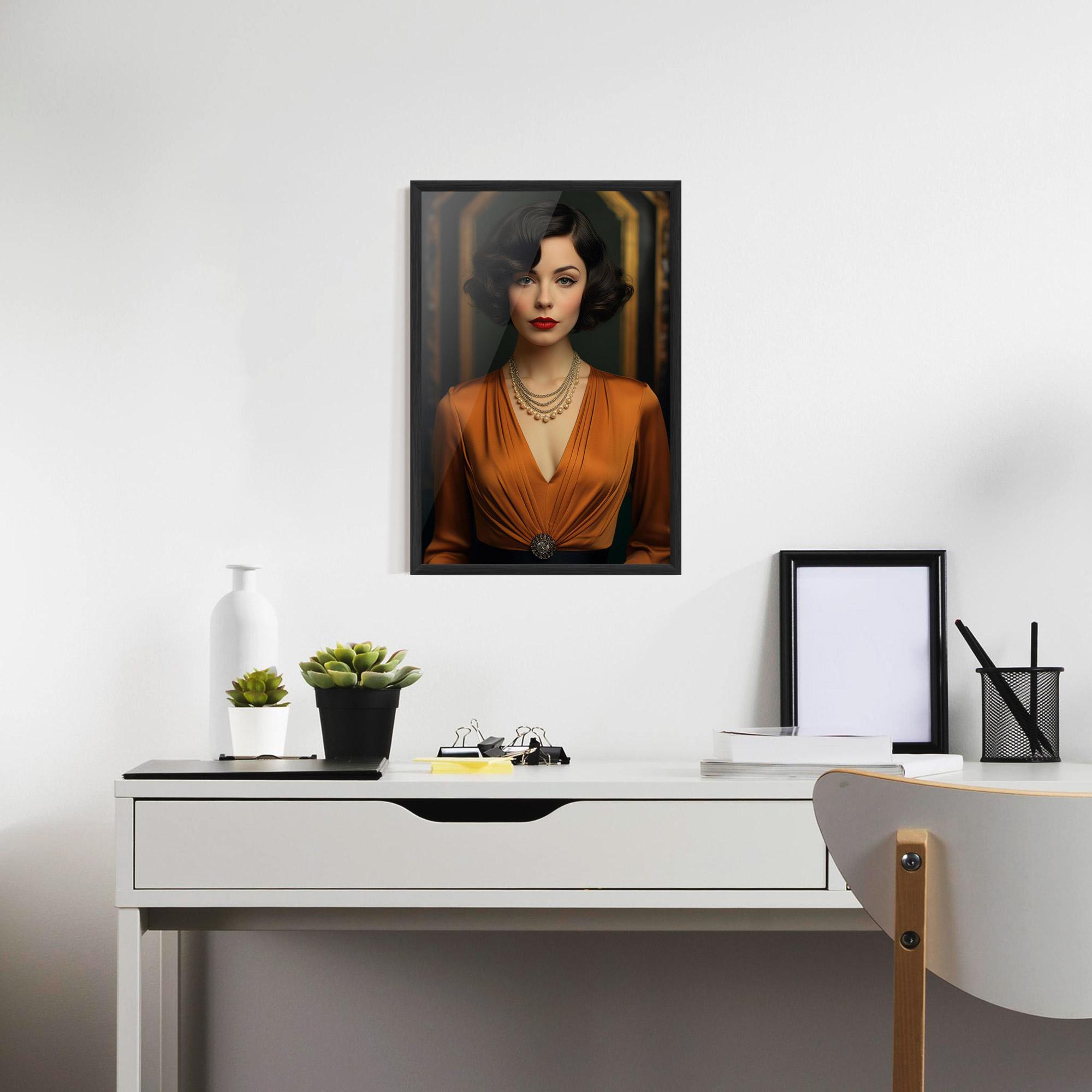 Gerahmte Poster Orange Blouse Pearls mockup 7