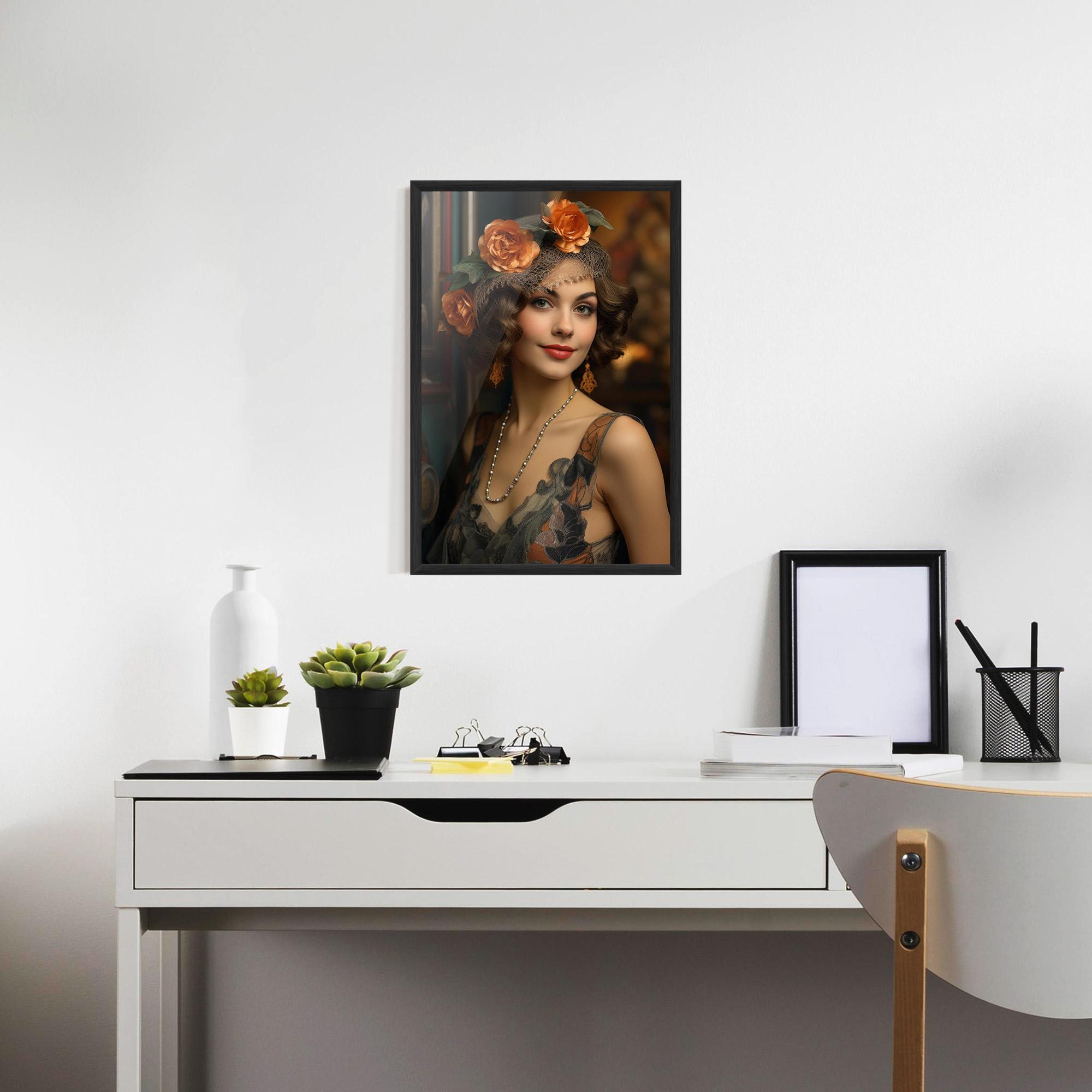 Gerahmte Poster Orange Vintage Roses mockup 7