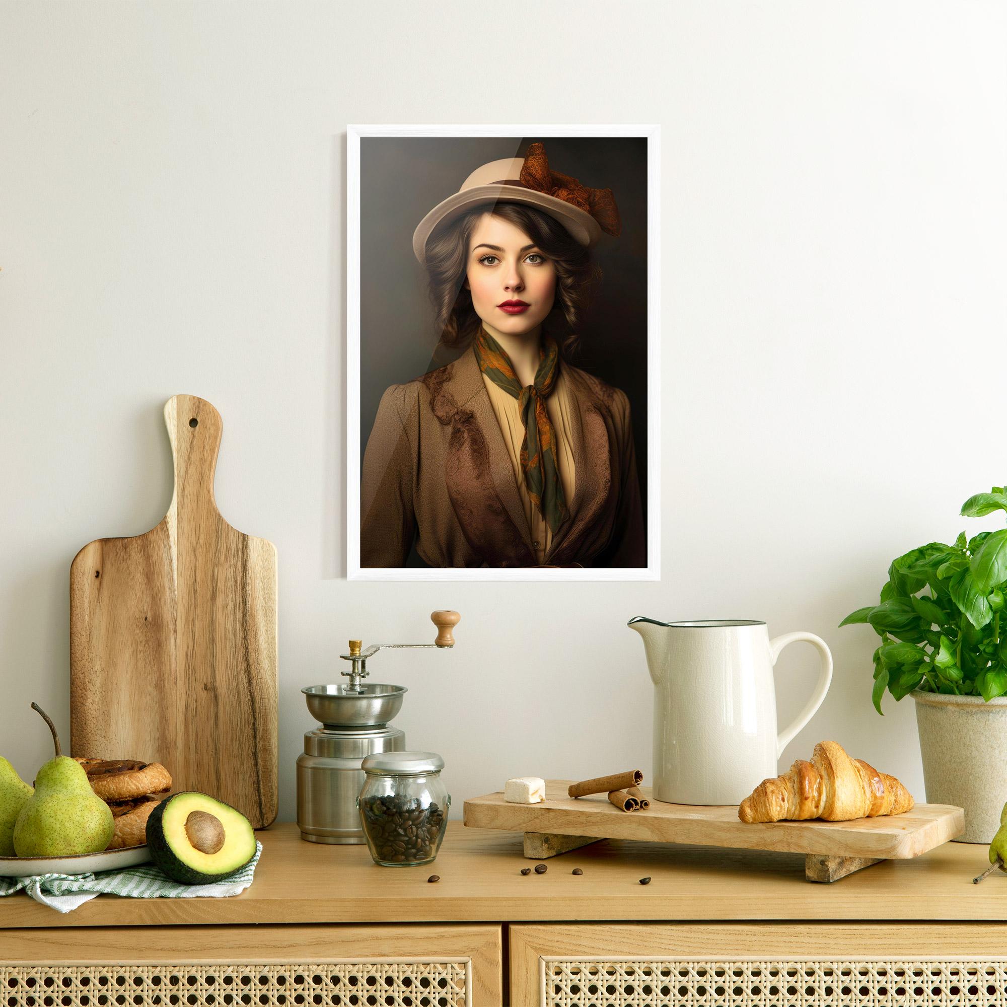 Gerahmte Poster Cream Vintage Hat mockup 8