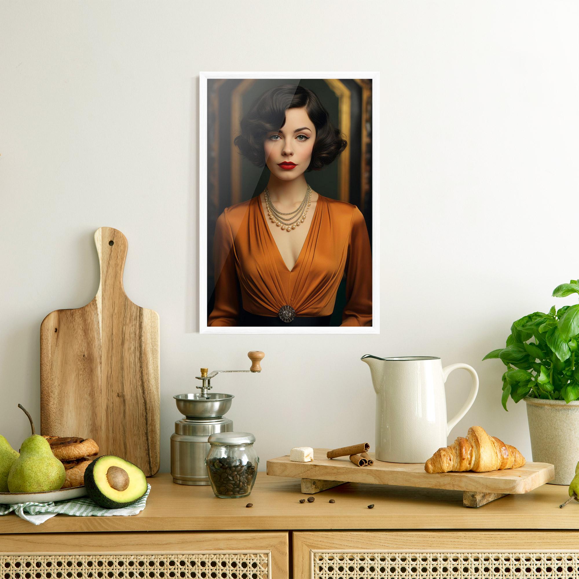 Gerahmte Poster Orange Blouse Pearls mockup 8