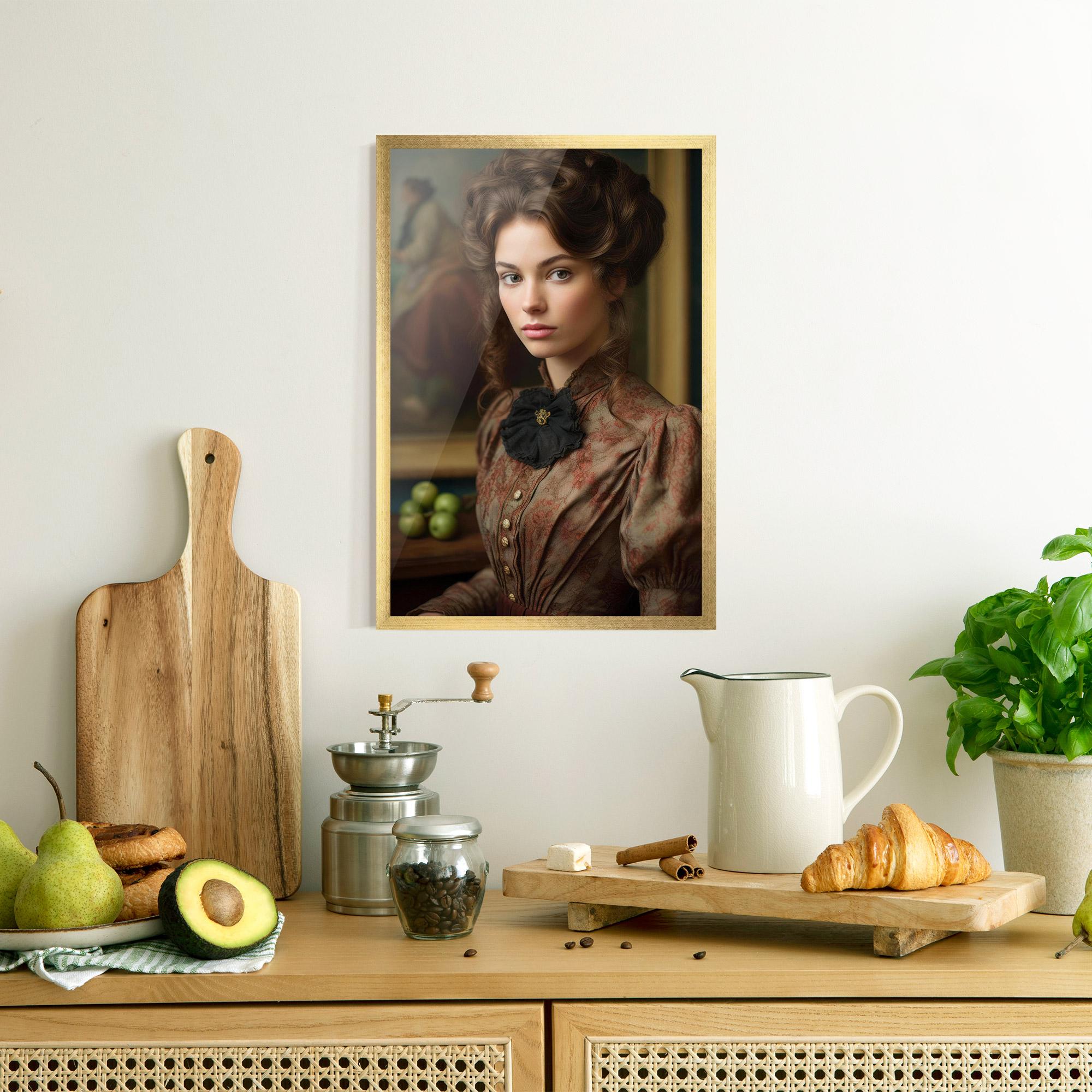 Gerahmte Poster Green Vintage Apple mockup 8