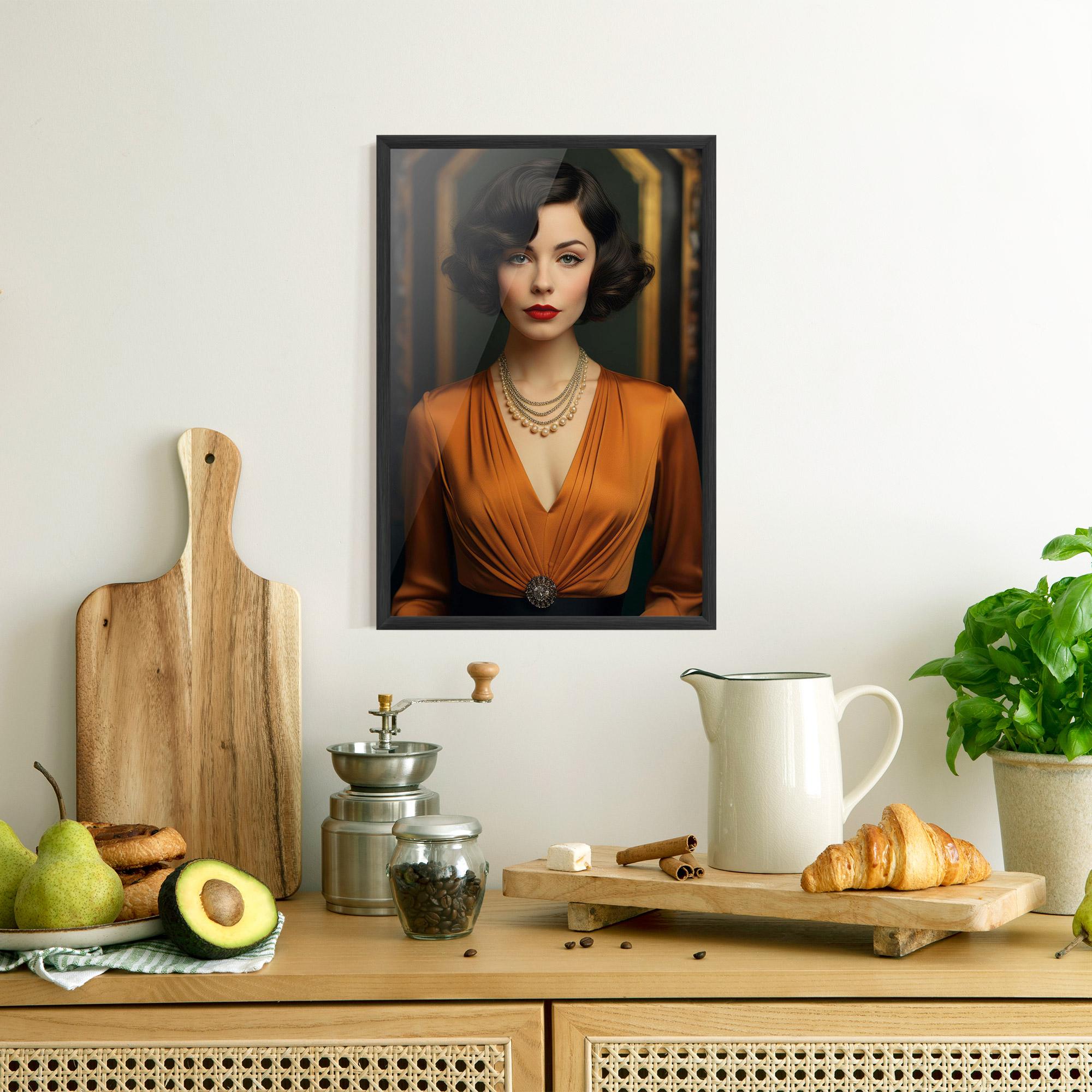 Gerahmte Poster Orange Blouse Pearls mockup 8