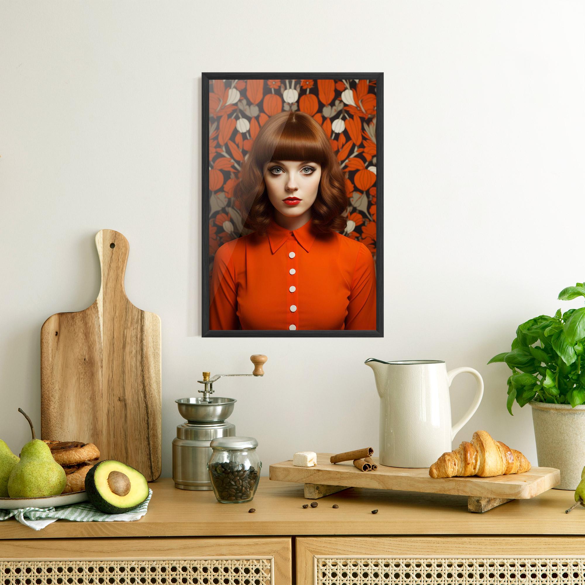 Gerahmte Poster Orange Blouse Woman mockup 8