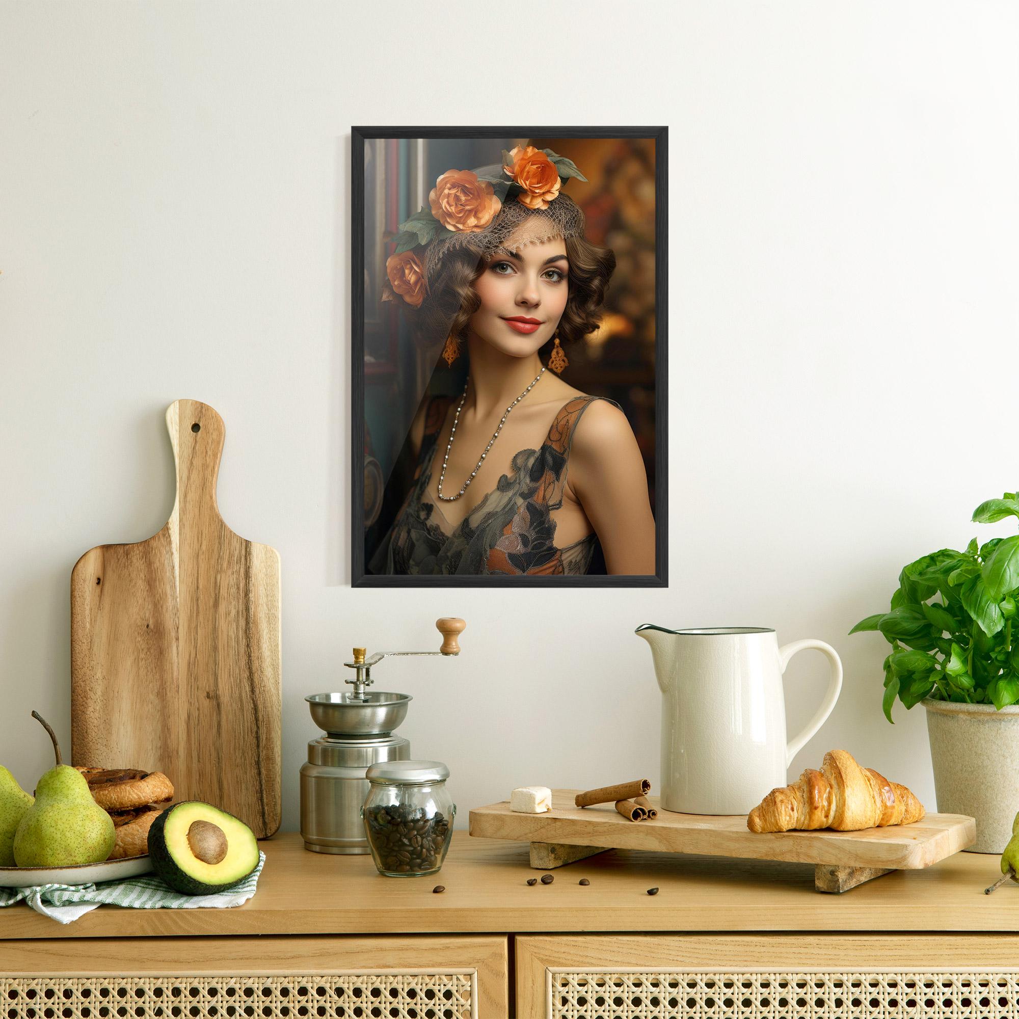 Gerahmte Poster Orange Vintage Roses mockup 8