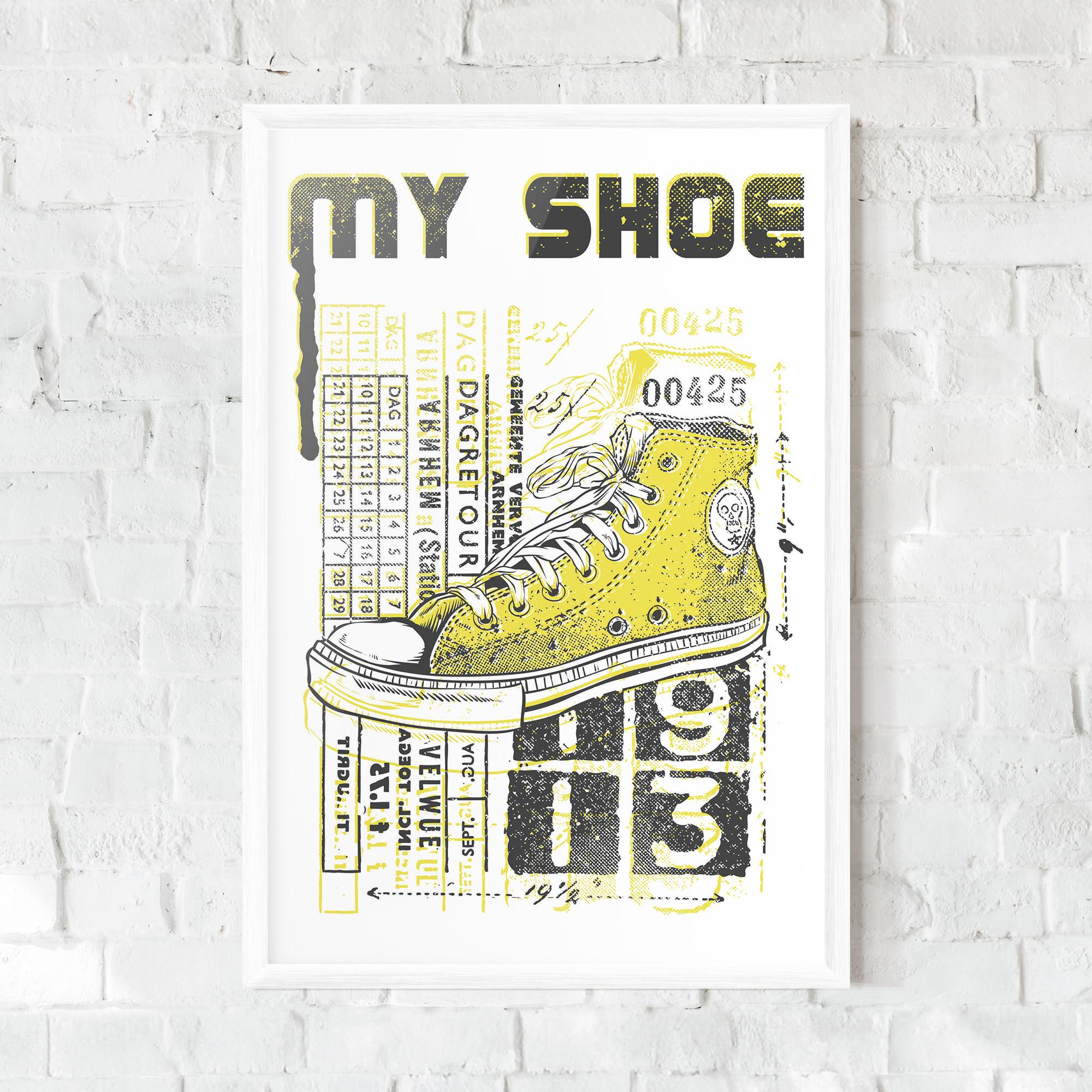 Gerahmte Poster My Shoe Yellow mockup 0