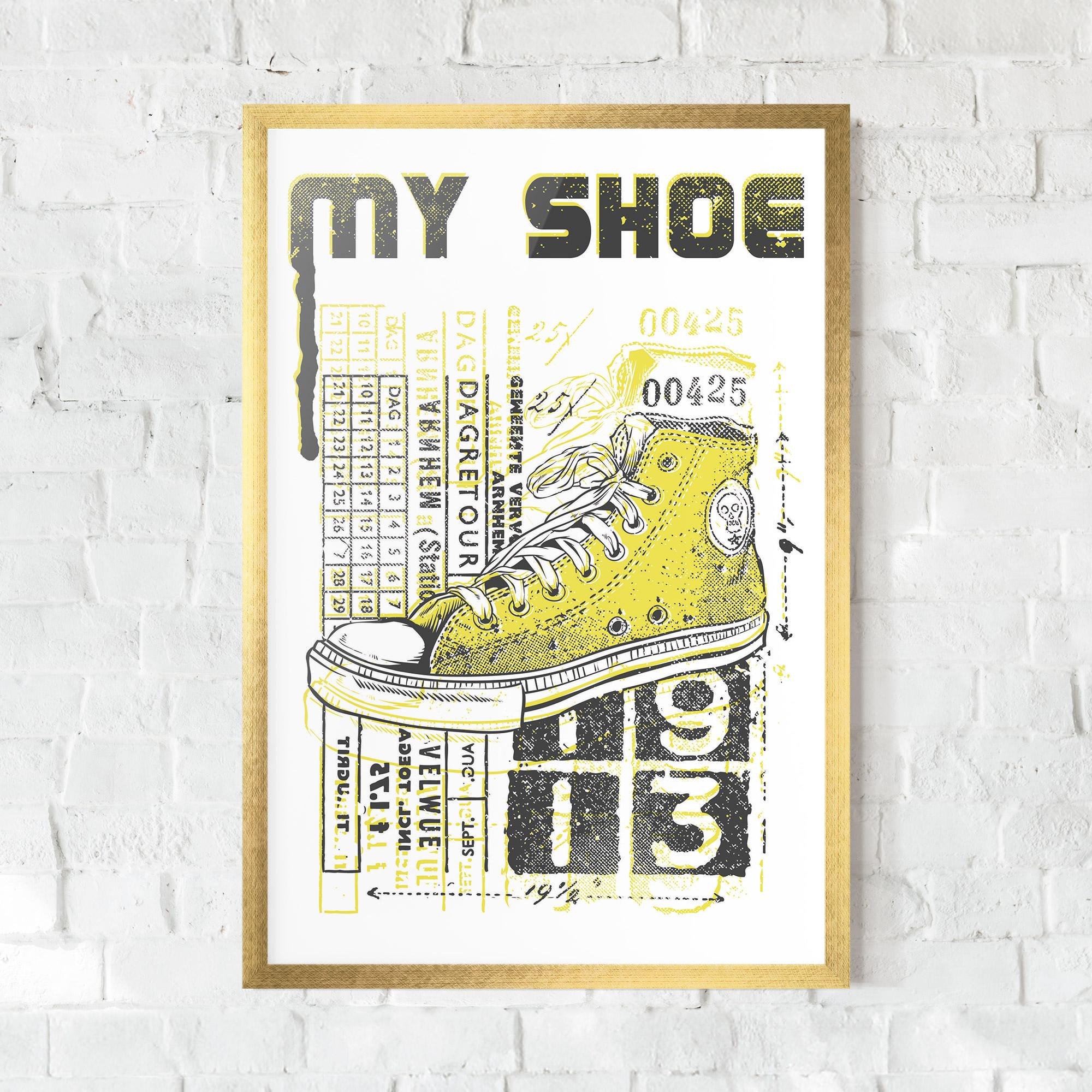 Gerahmte Poster My Shoe Yellow mockup 0