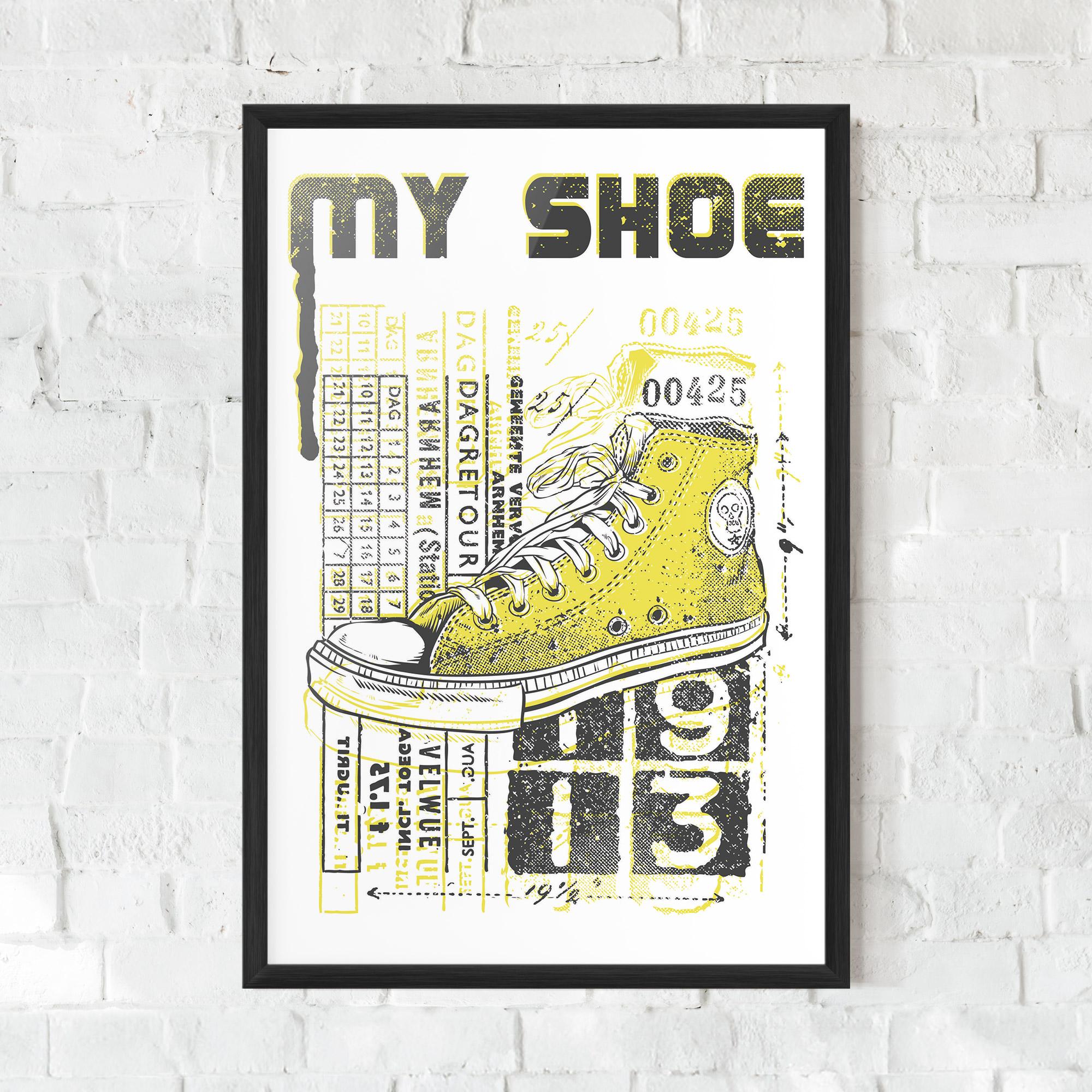 Gerahmte Poster My Shoe Yellow mockup 0