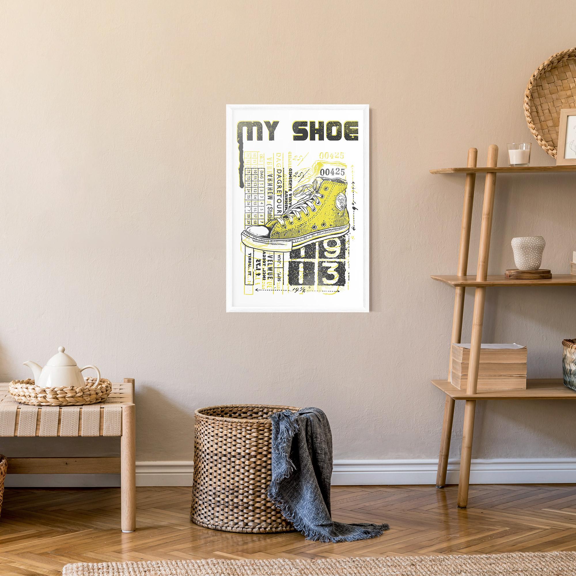 Gerahmte Poster My Shoe Yellow mockup 9