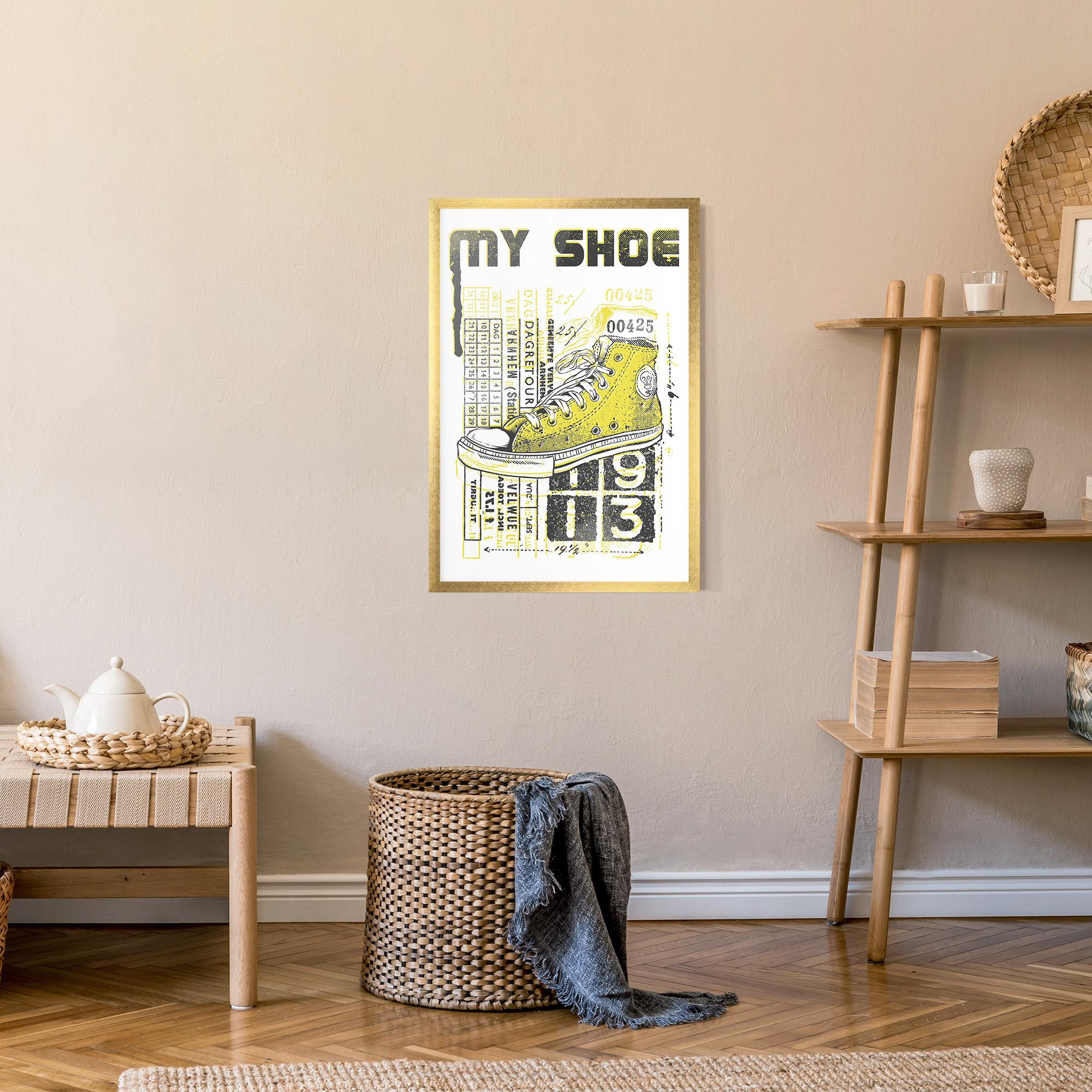 Gerahmte Poster My Shoe Yellow mockup 9