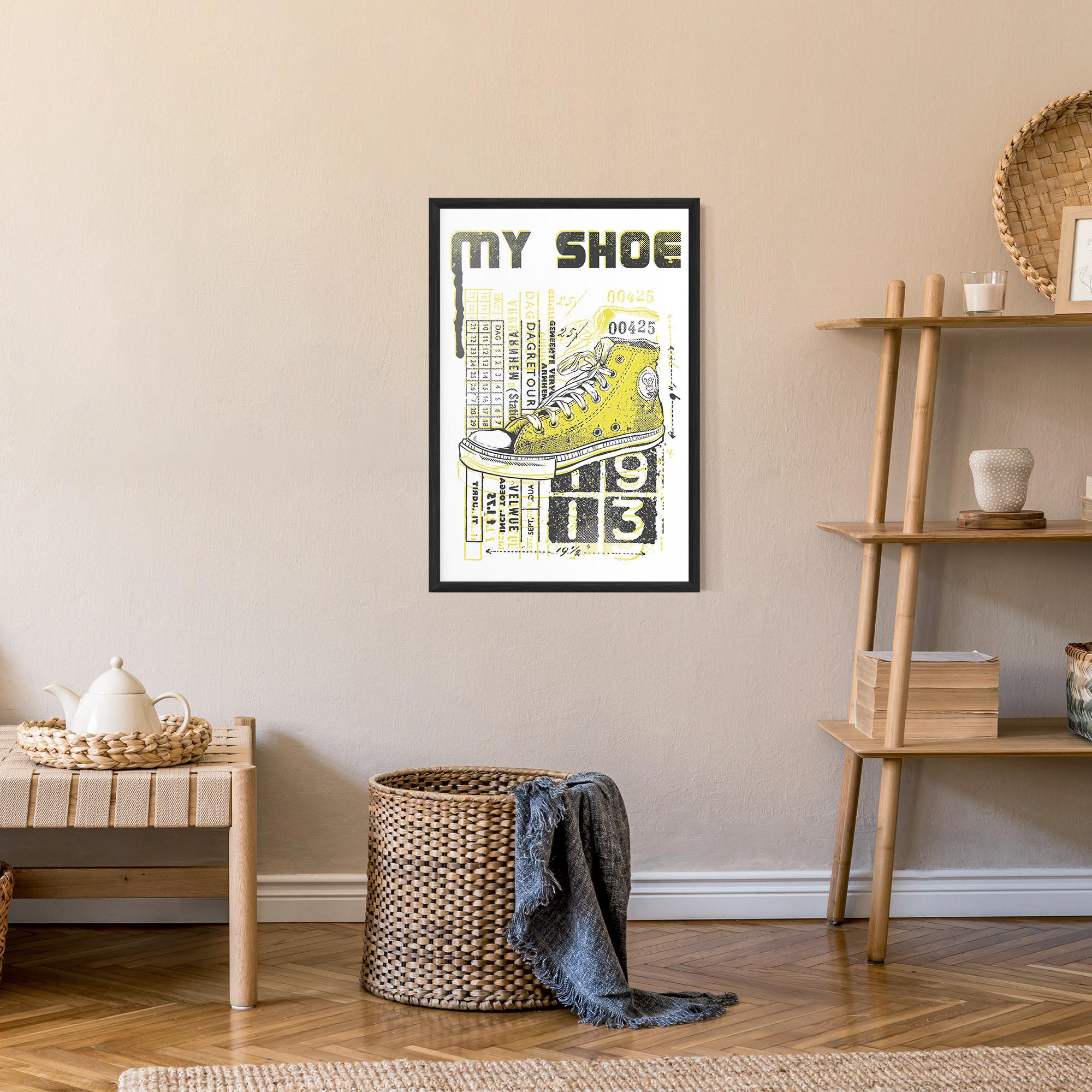 Gerahmte Poster My Shoe Yellow mockup 9