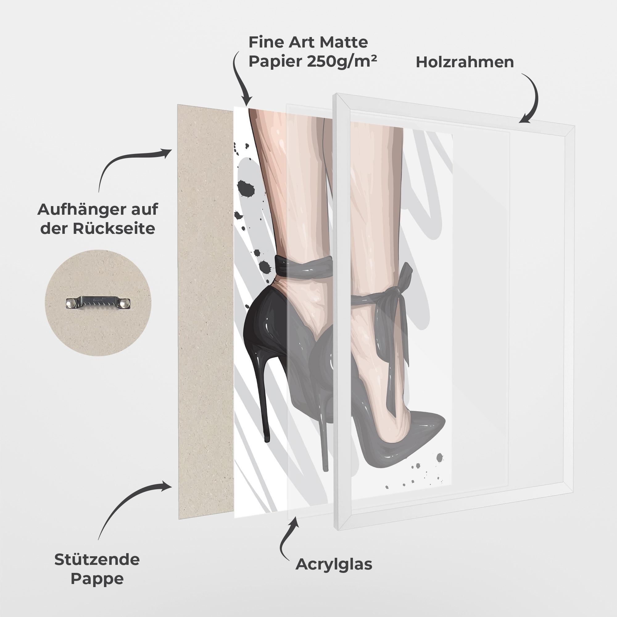 Gerahmte Poster Black Woman Shoes mockup 1