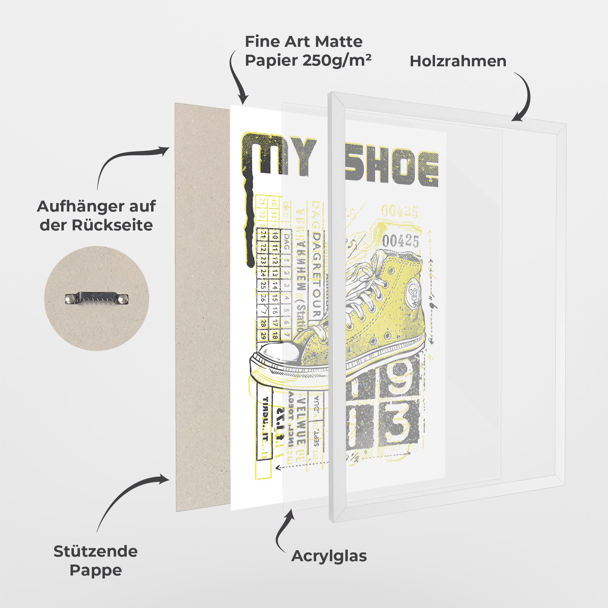 Gerahmte Poster My Shoe Yellow mockup 1