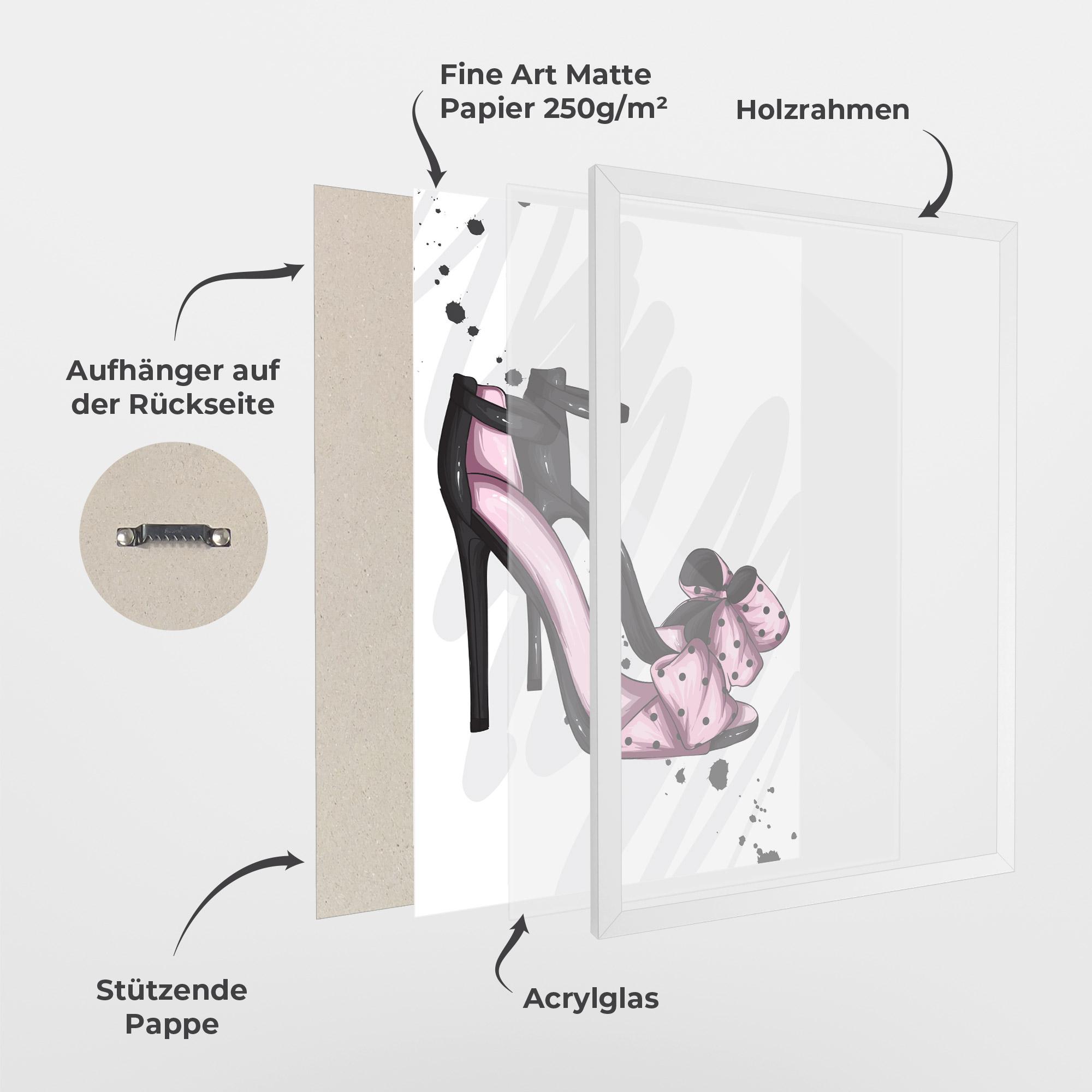 Gerahmte Poster Pink Black Heels mockup 1