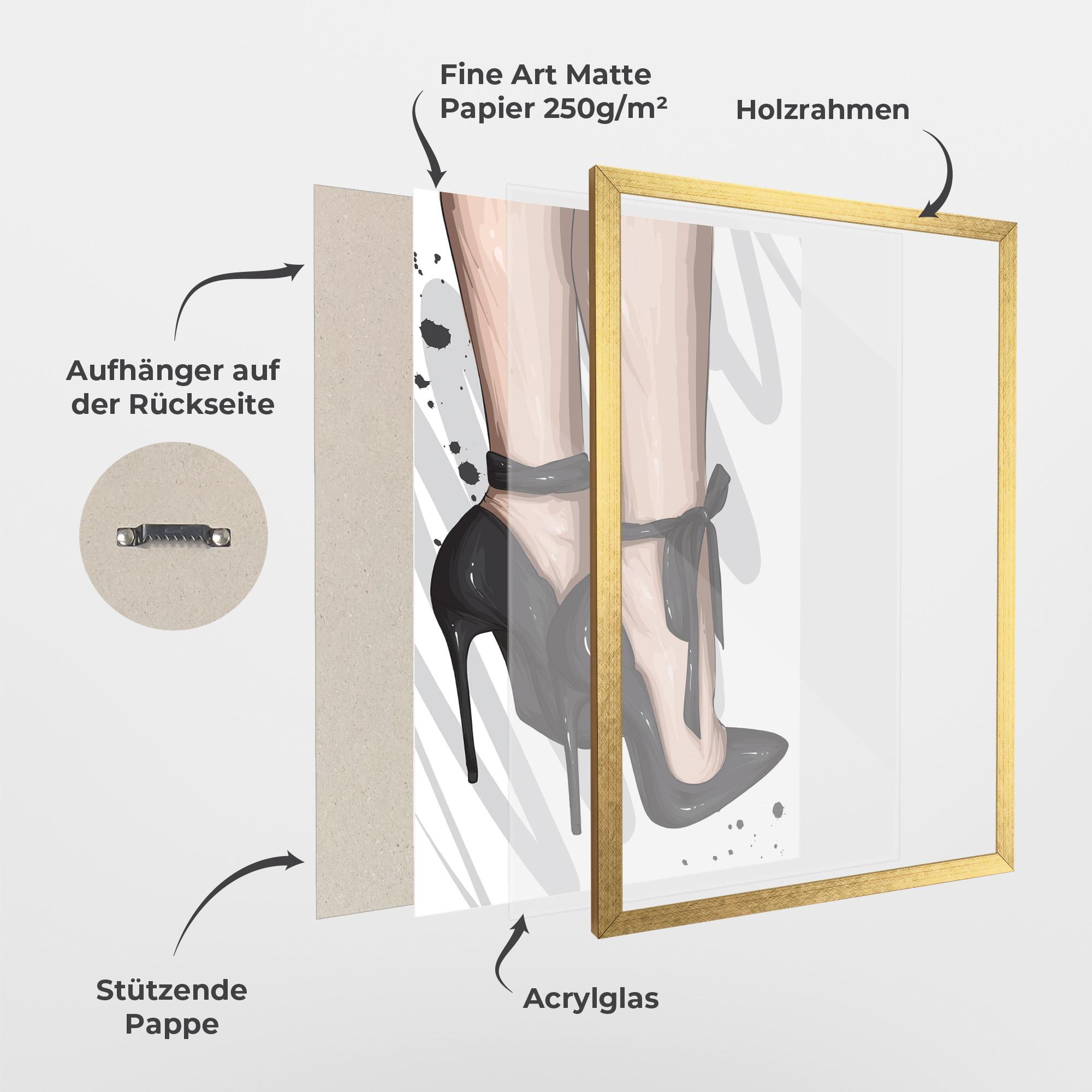 Gerahmte Poster Black Woman Shoes mockup 1