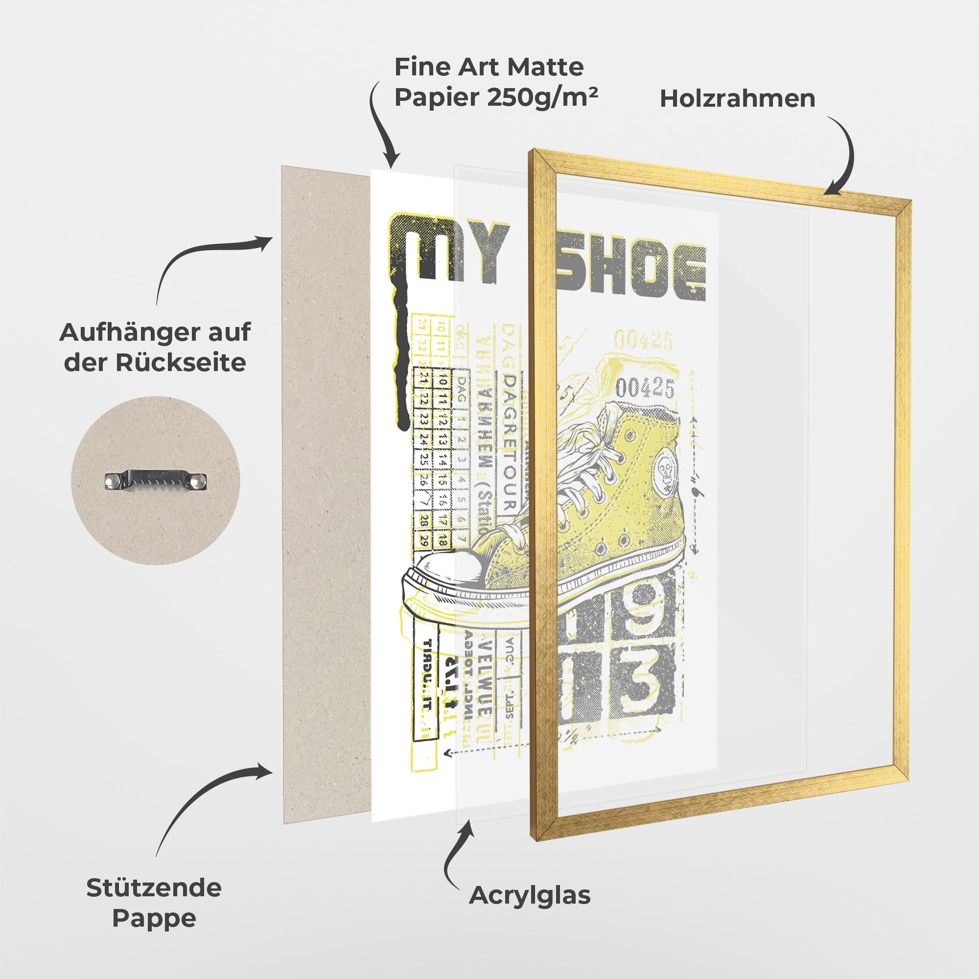 Gerahmte Poster My Shoe Yellow mockup 1