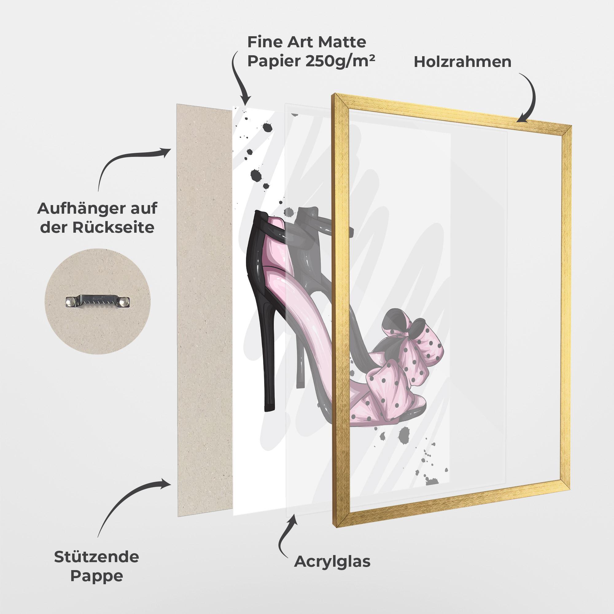 Gerahmte Poster Pink Black Heels mockup 1